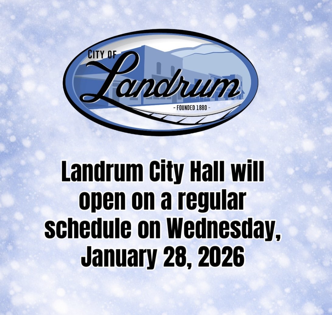 CITY HALL WILL OPEN ON REGULAR SCHEDULE 1/28/2026