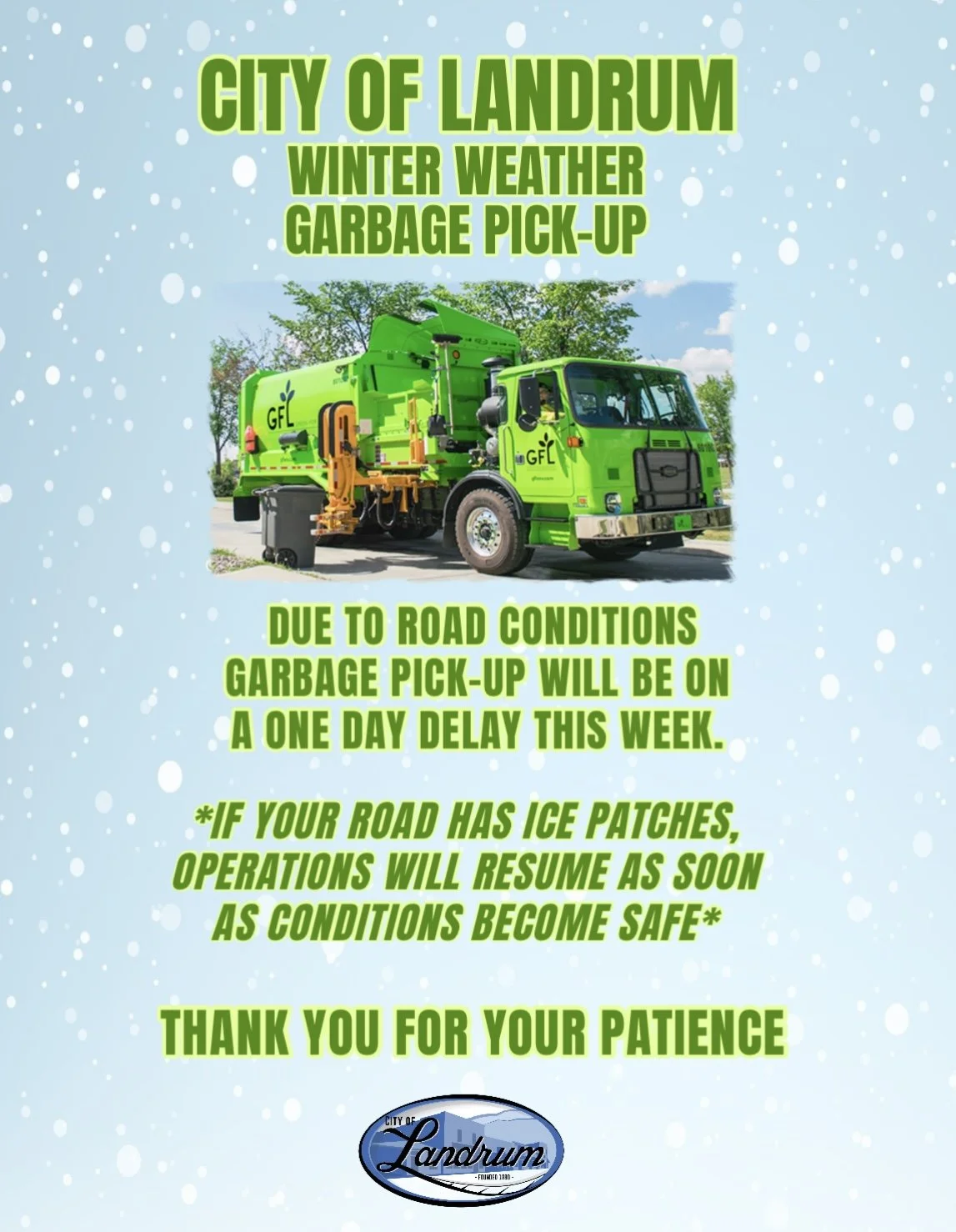 GARBAGE SCHEDULE WINTER WEATHER