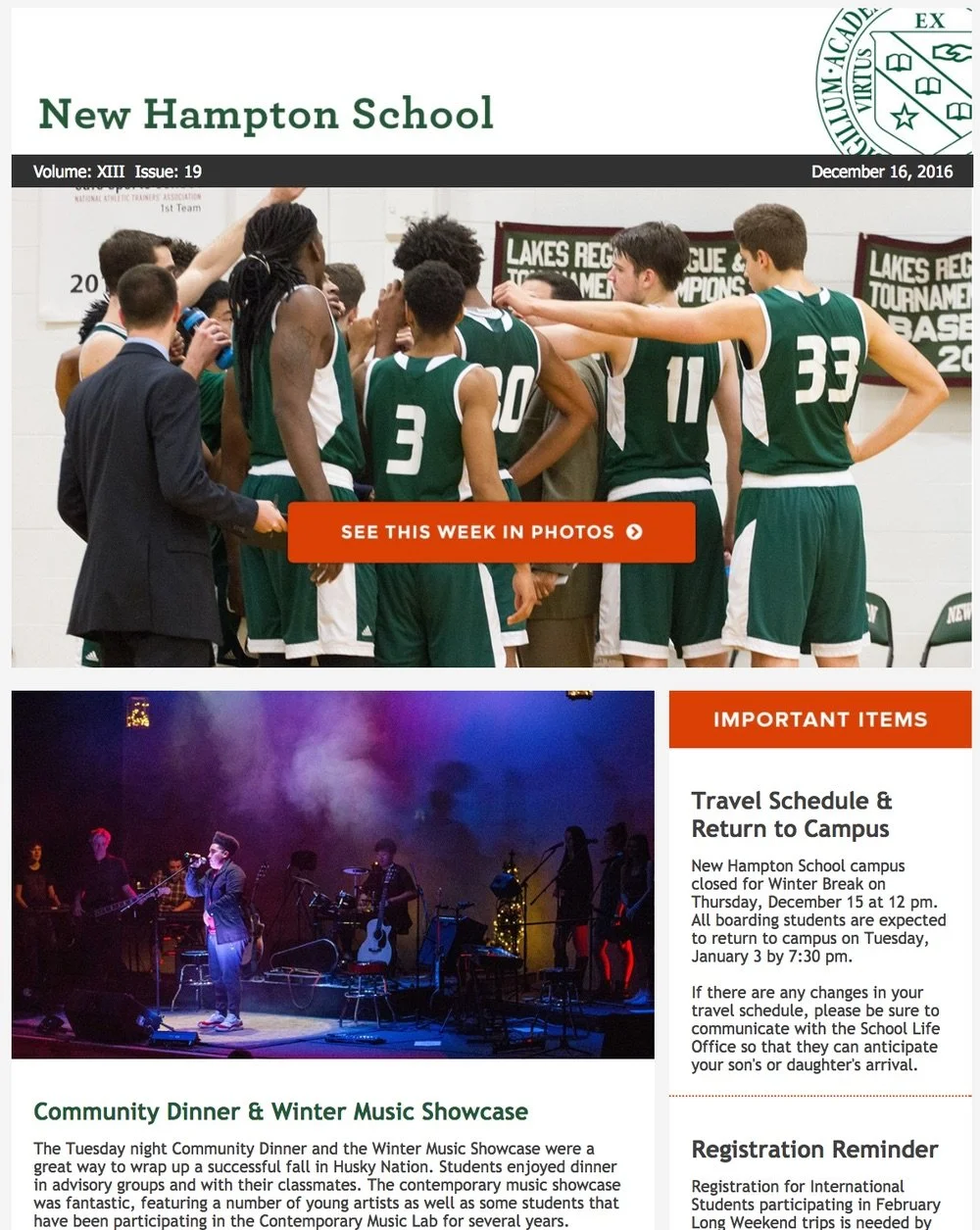 Parent Newsletter, 2016