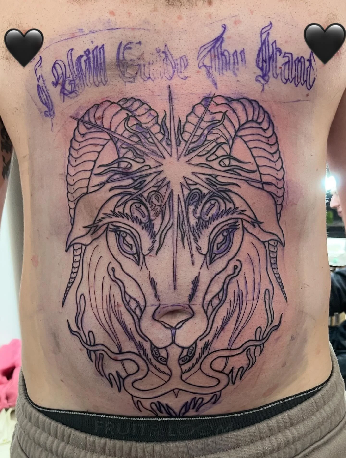 Black Phillip in progress. Client sat like a rock, too 🤘🏼 I can&rsquo;t wait to make more progress on this one!! 

#blackphillip #thevvitch #thewitch #satanictattoo #satanic