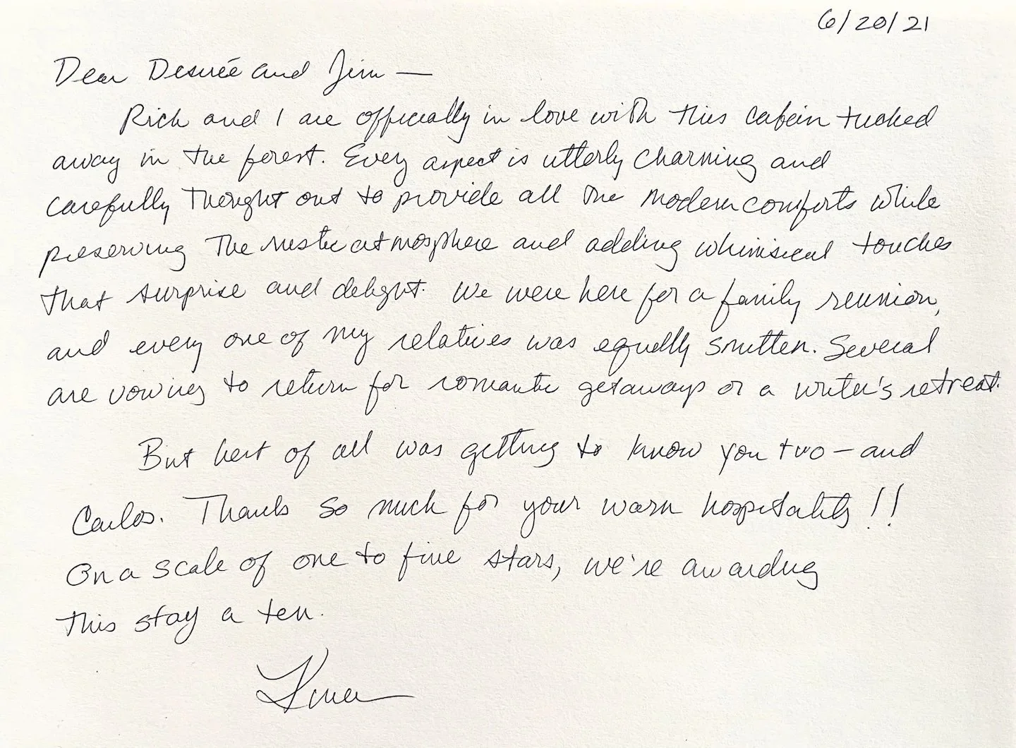 A guest testimonial to enjoy!