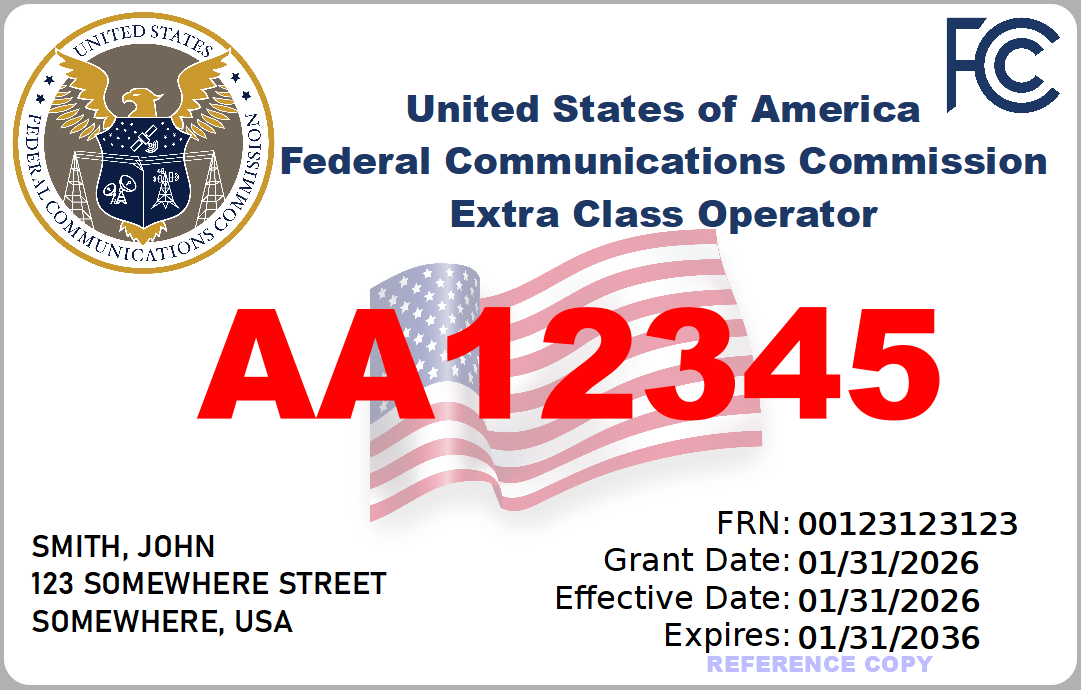 FCC Ham Radio License ID Card | Extra Class Operator License
