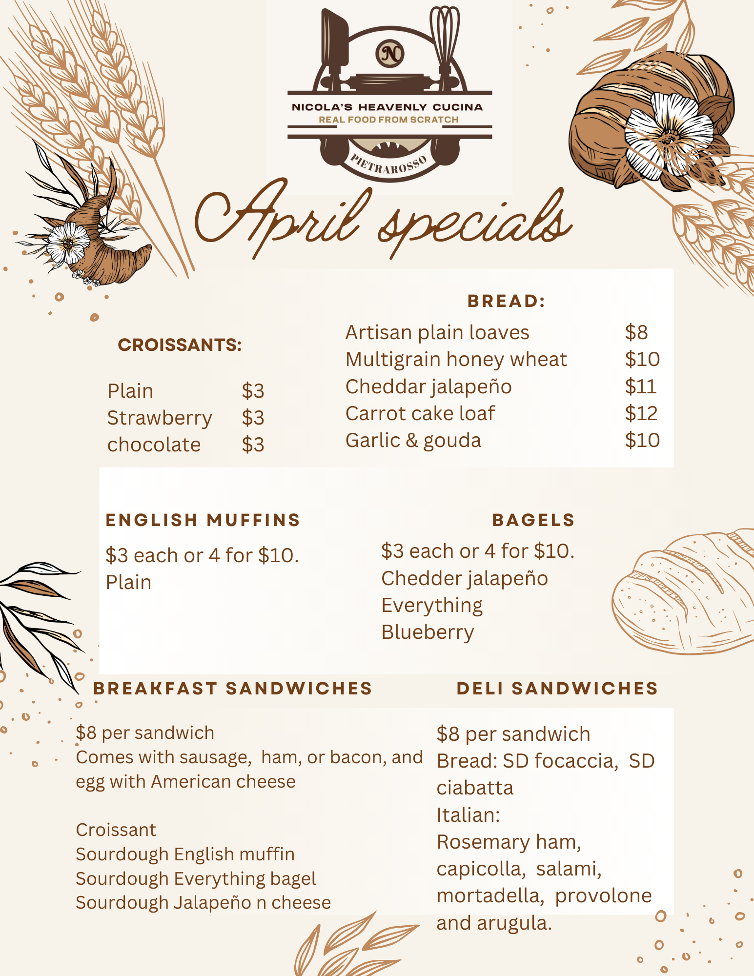 Nichossa Menu Menu — Nicola's heavenly cucina