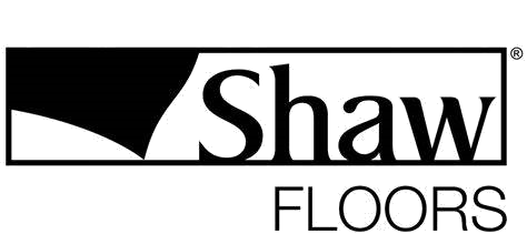 Logo for Shaw Floors with a stylized sweeping arc and bold text.