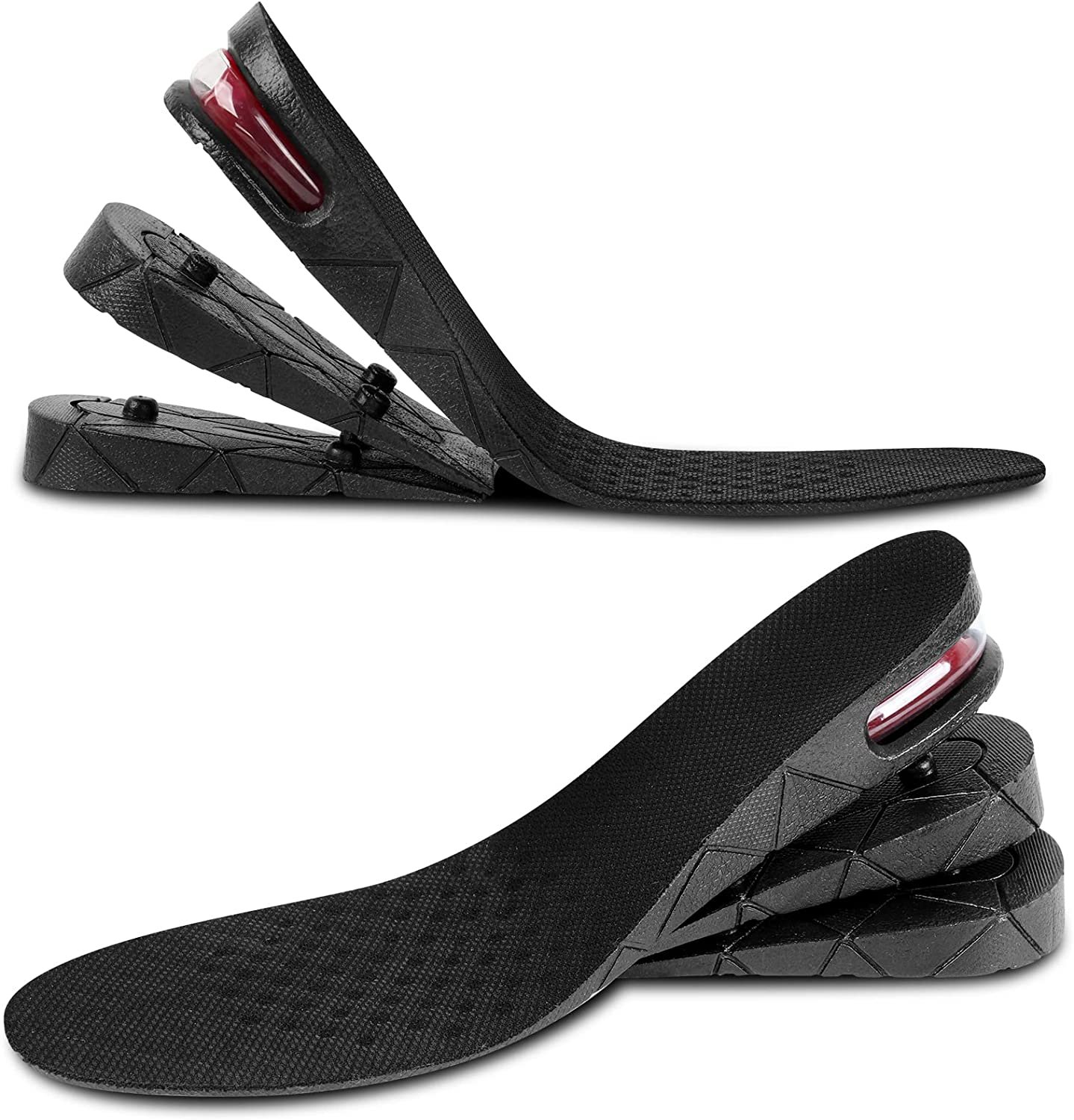 Adjustable height increase insoles for discreet added height, 3-9 cm.