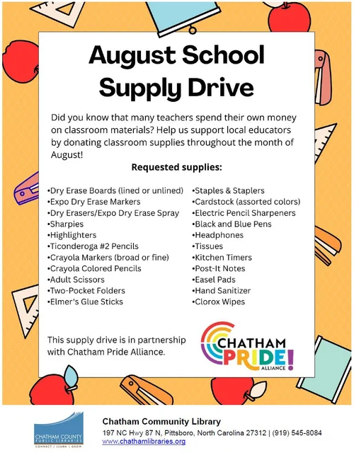 BacktoSchool Supplies — Chatham County Pride Alliance
