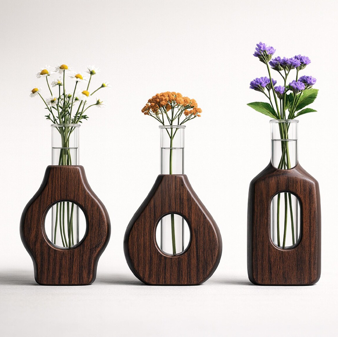 Blooming Love: Hardwood Flower Vases