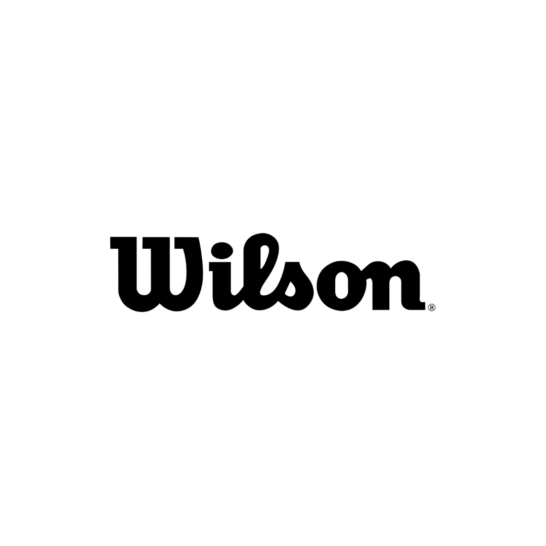 Black-and-white Wilson logo with a silhouette of a large dog above the name Wilson.
