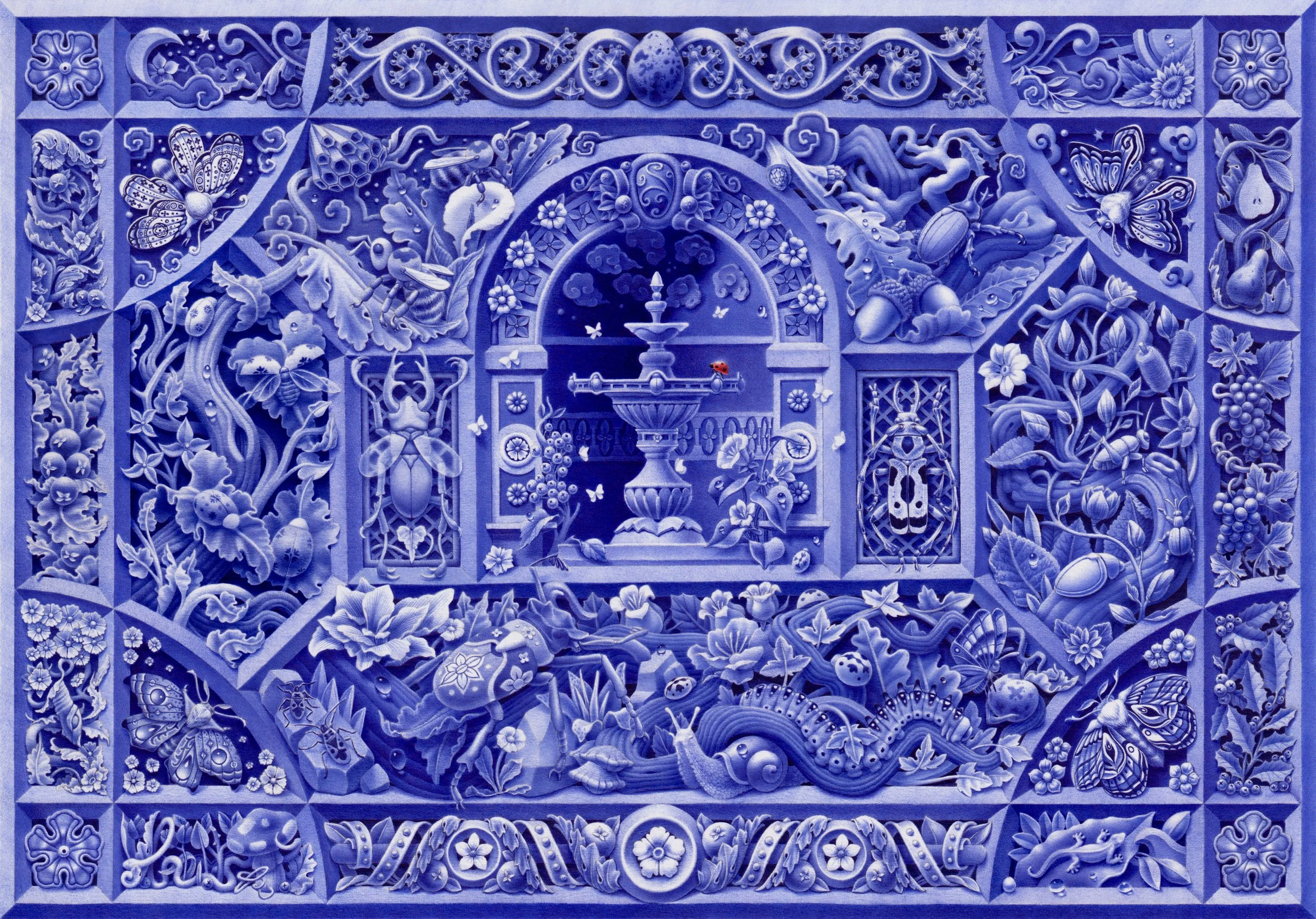 Garden insects fountain bluepoint pen by vladinsk