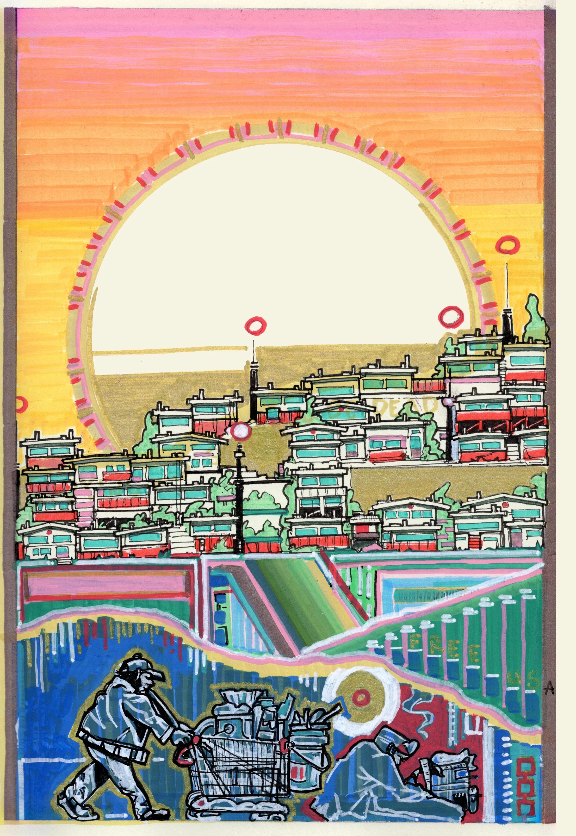 26 January, 2025, ink and acrylic on acid free paper.