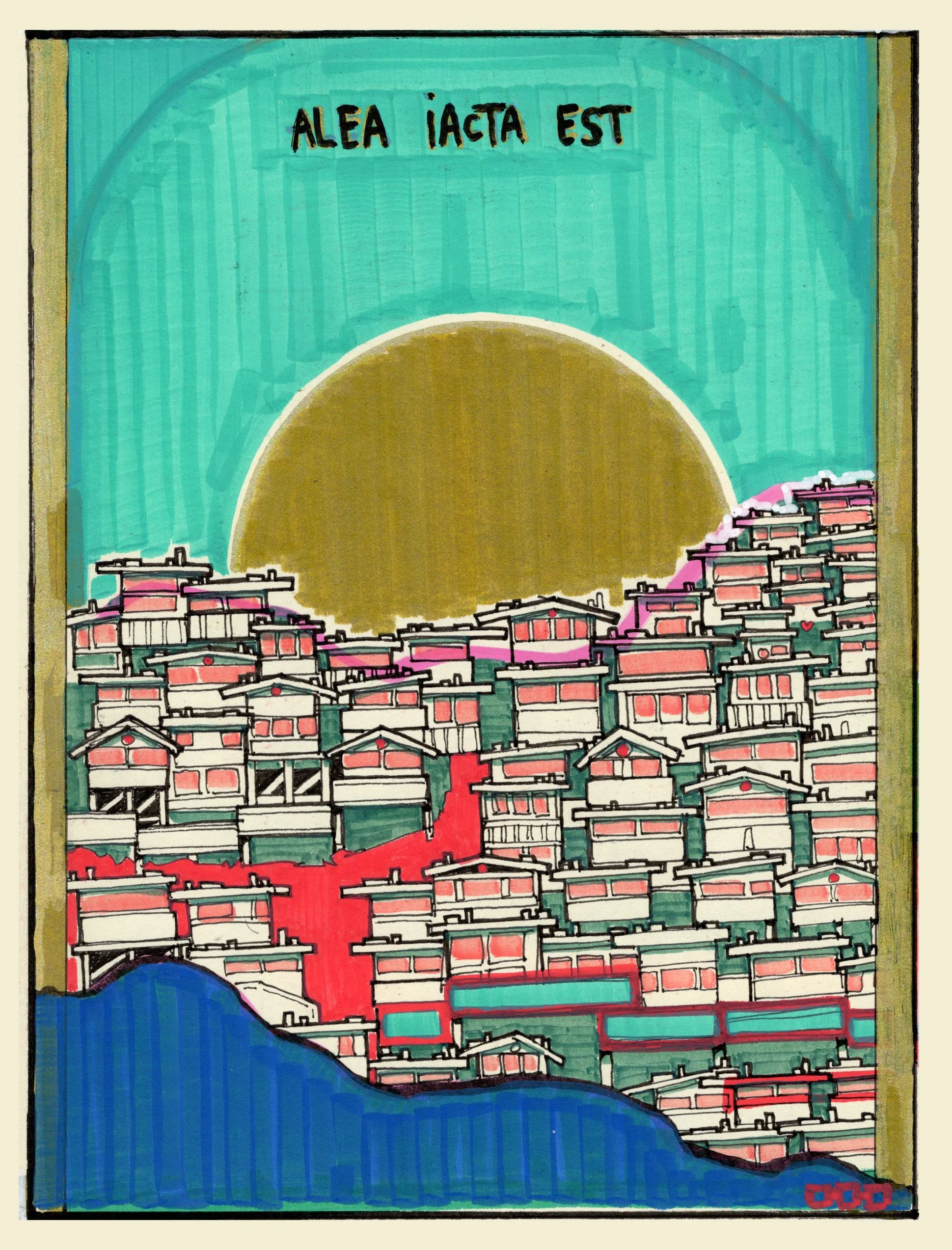 Alea Iacta Est (The Die Has Been Cast), 2025, ink and acrylic on acid free paper.