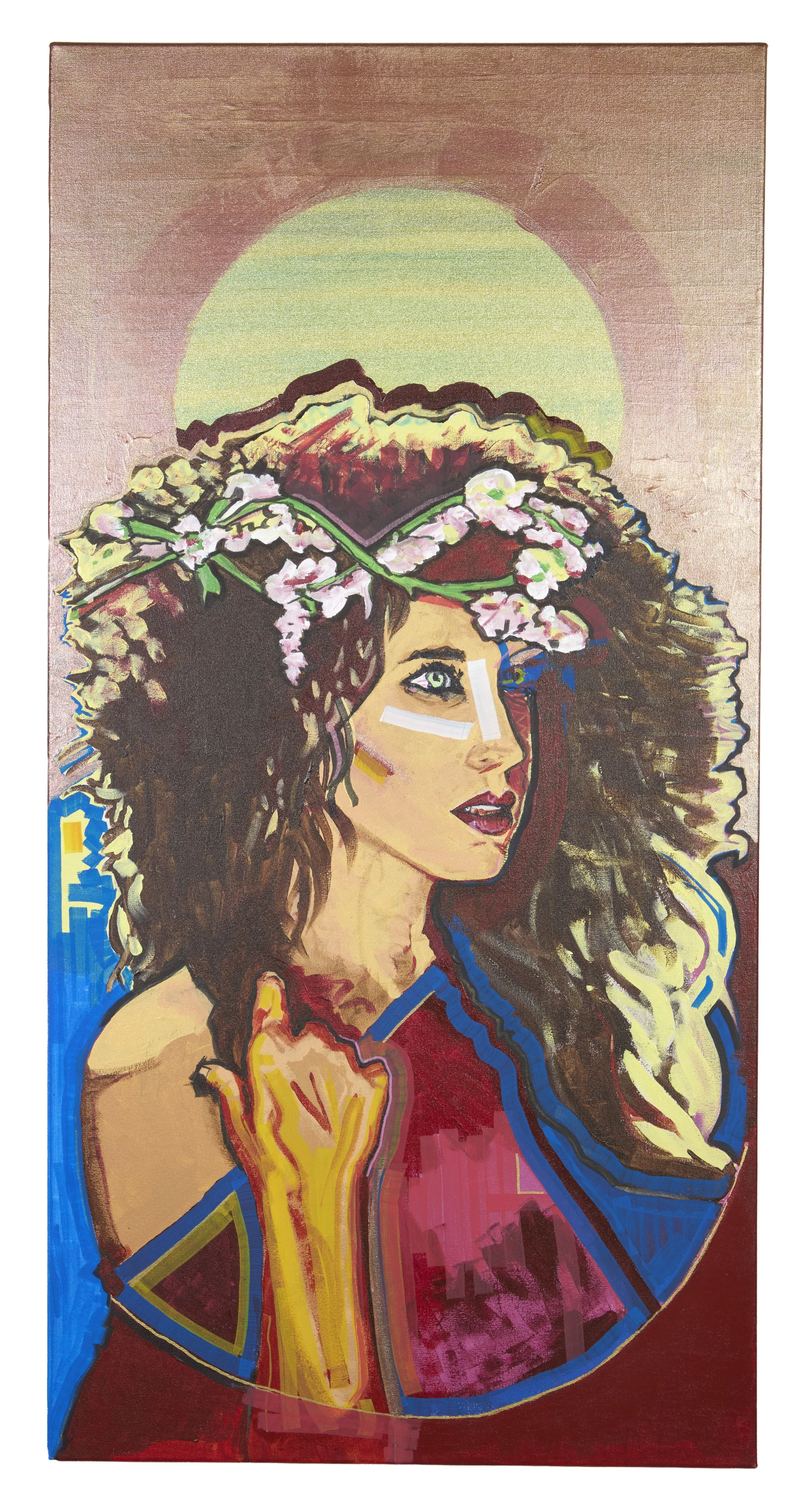 Typecast As The Other Woman, 2025, marker and acrylic on canvas.