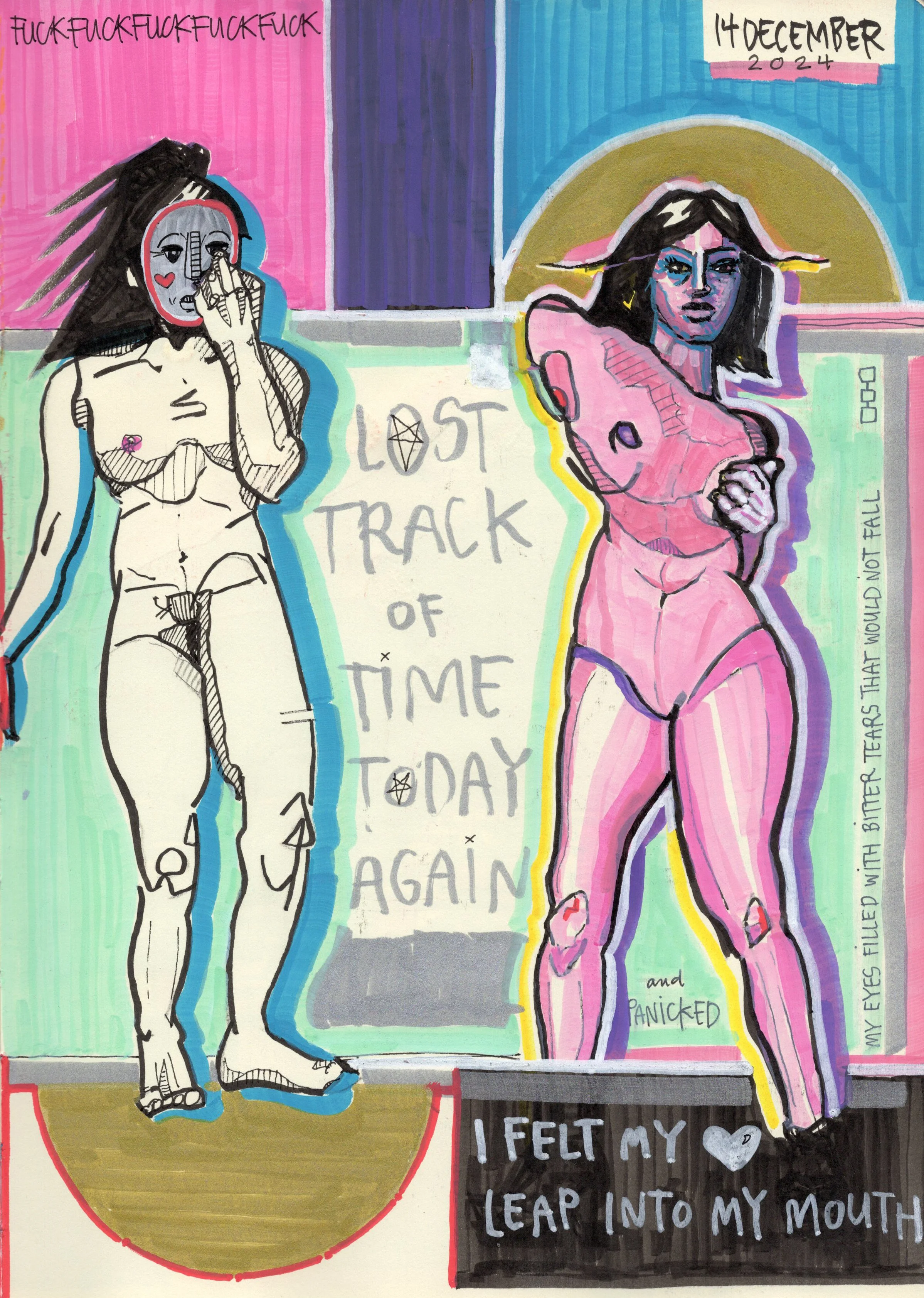 14 December, 2024, ink and acrylic on acid free paper.