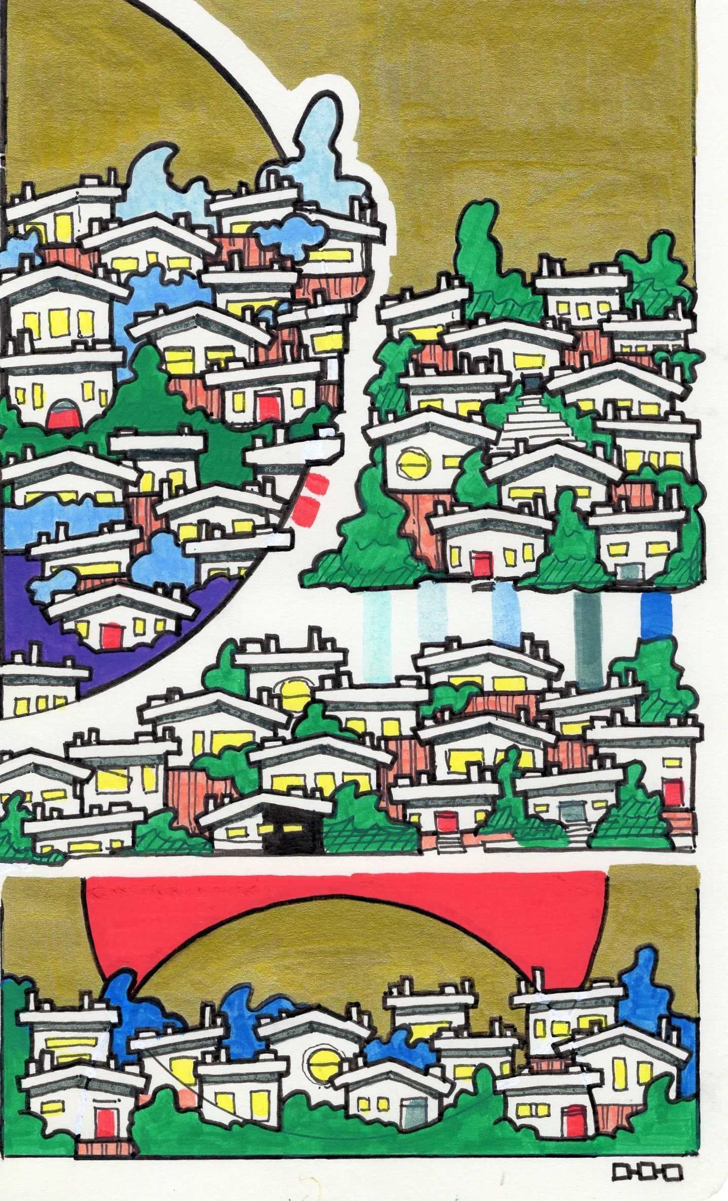 Cloud City (excerpt), 2024, ink and acrylic on acid free paper.