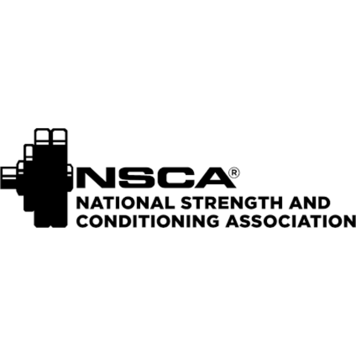 Black and white logo of the National Strength and Conditioning Association (NSCA) with a stylized barbell and the organization name.