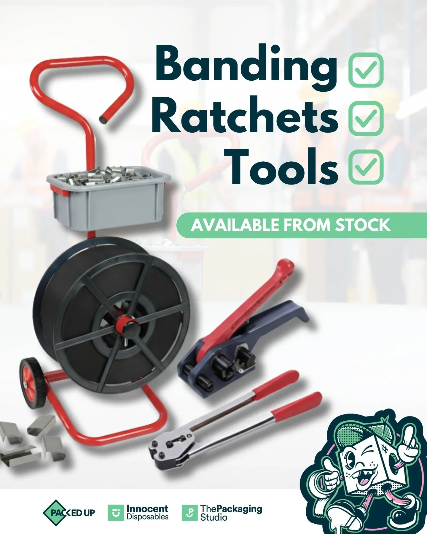 We hold a huge range of banding, strapping, tools and ratchets available from stock! 💪

Including but not limited to:

✅ Woven Strapping

✅ Polypropylene Strapping

✅ Steel / Stainless Steel Strapping

✅ Tensioners / Ratchets

✅ Buckles / Seals

✅ B