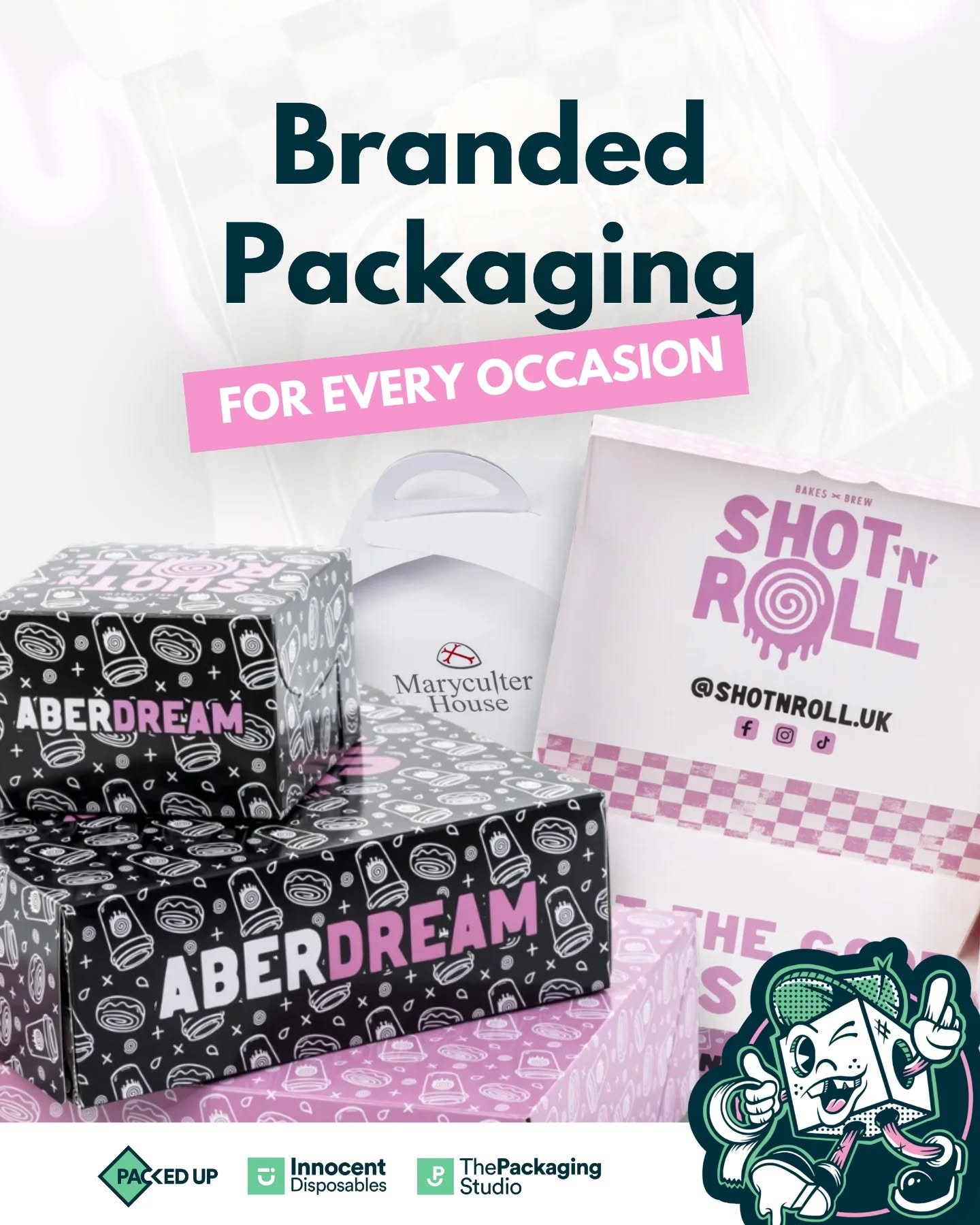 Branded packaging is amazing for your brand! 😎

It builds brand loyalty, increases perceived value, and boosts brand exposure, all of which increase sales! 🤩

From eye-catching paper cups and iconic food packaging to bold industrial boxes, we've go