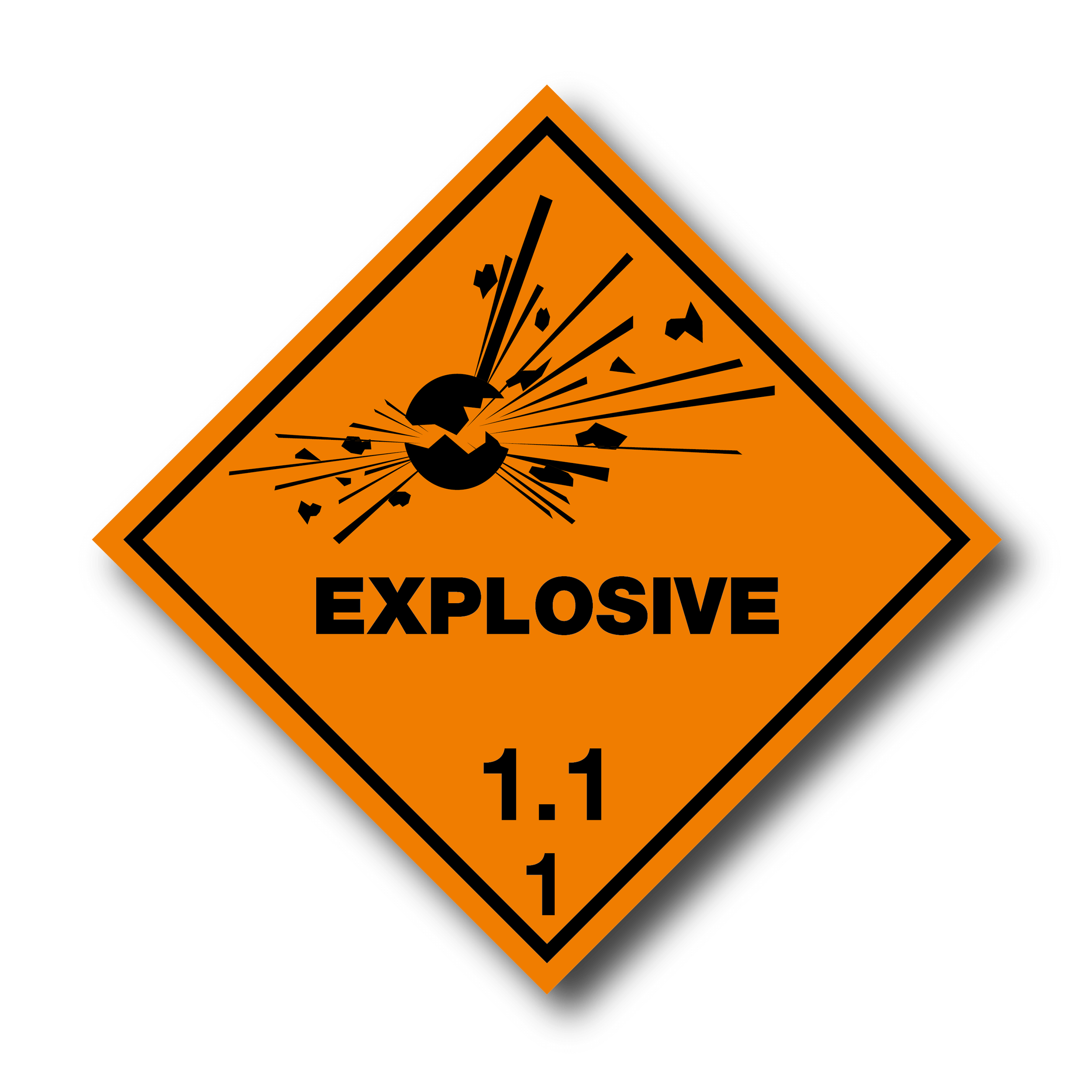 Dangerous Goods Placard Explosive 1.1 – 250mm x 250mm (L1.1)