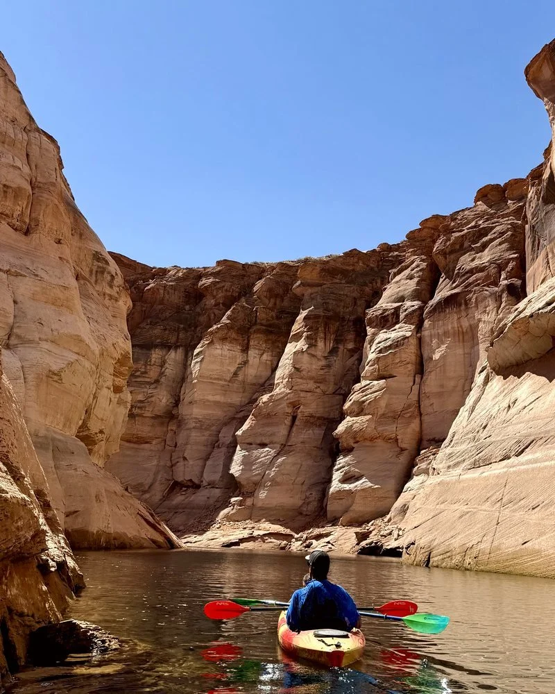 Kayaking through Antelope Canyon on Lake Powell.