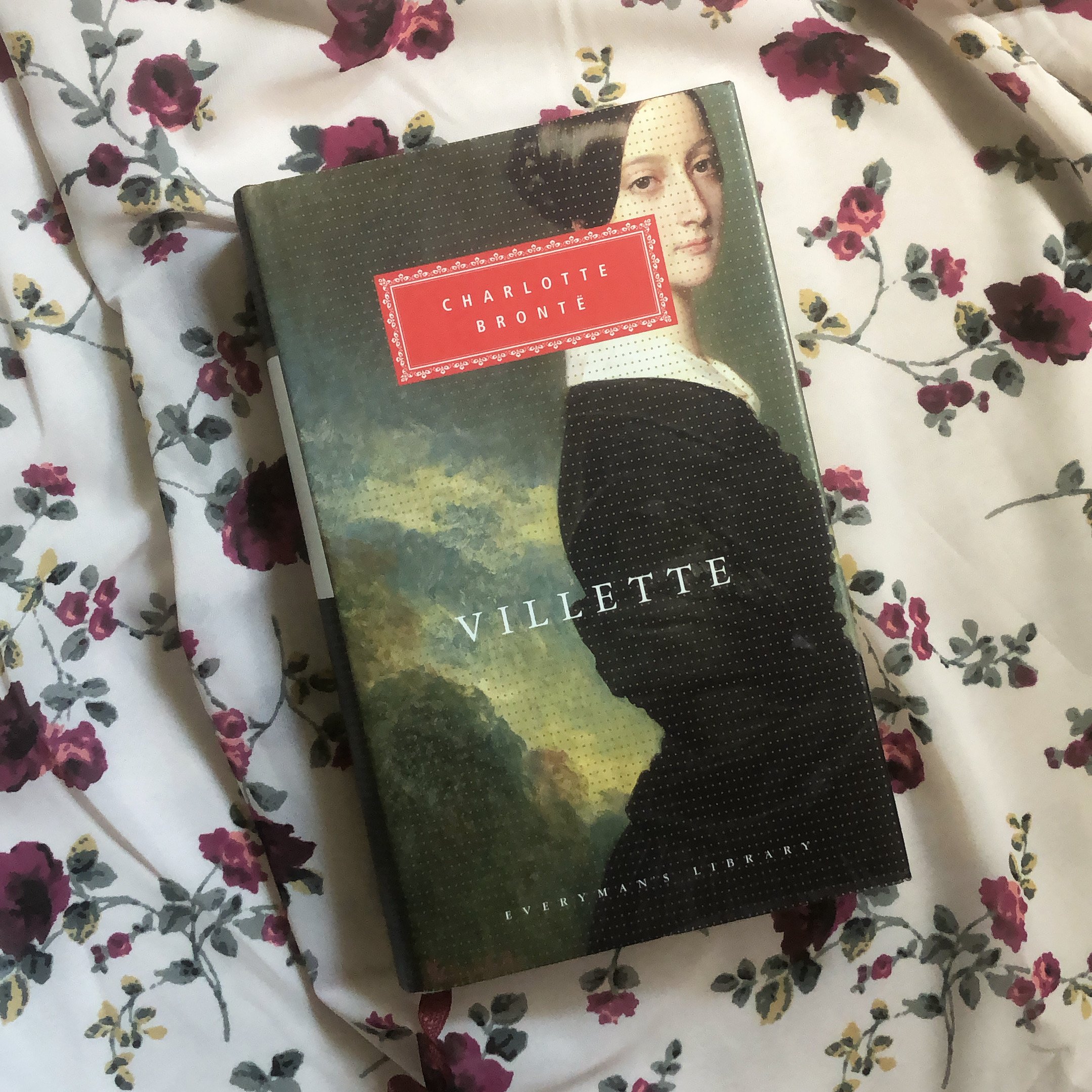 Photo of the cover of Villette featuring a woman against a floral background