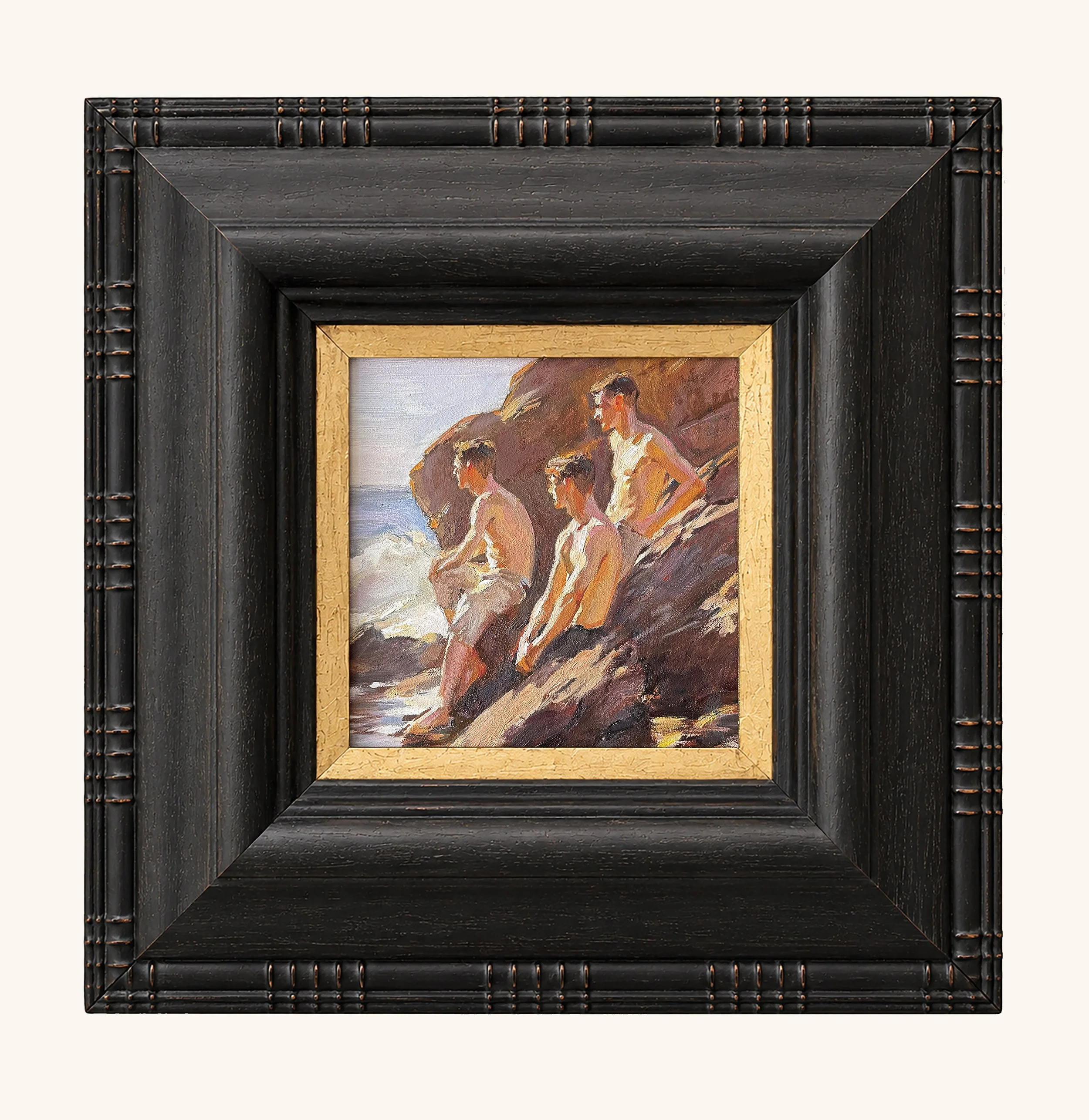The Rocks, Cronulla, 2026.  Oil on panel.  Framed size: 28(h) x 28(w) cm.  Sold