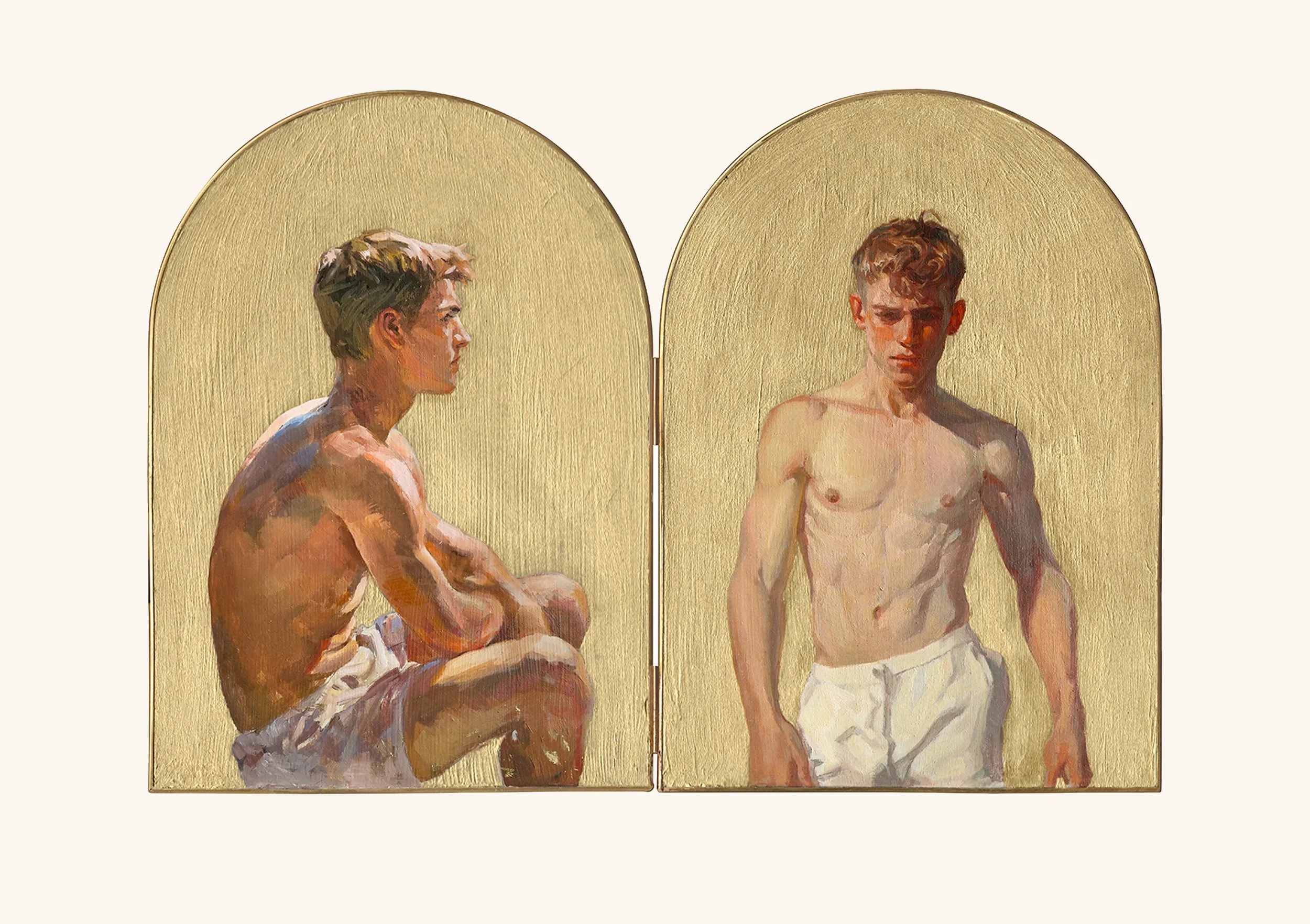 Midsummer, 2024.  Oil on primed glass diptych.  24(h) x 35(w) cm.  Sold