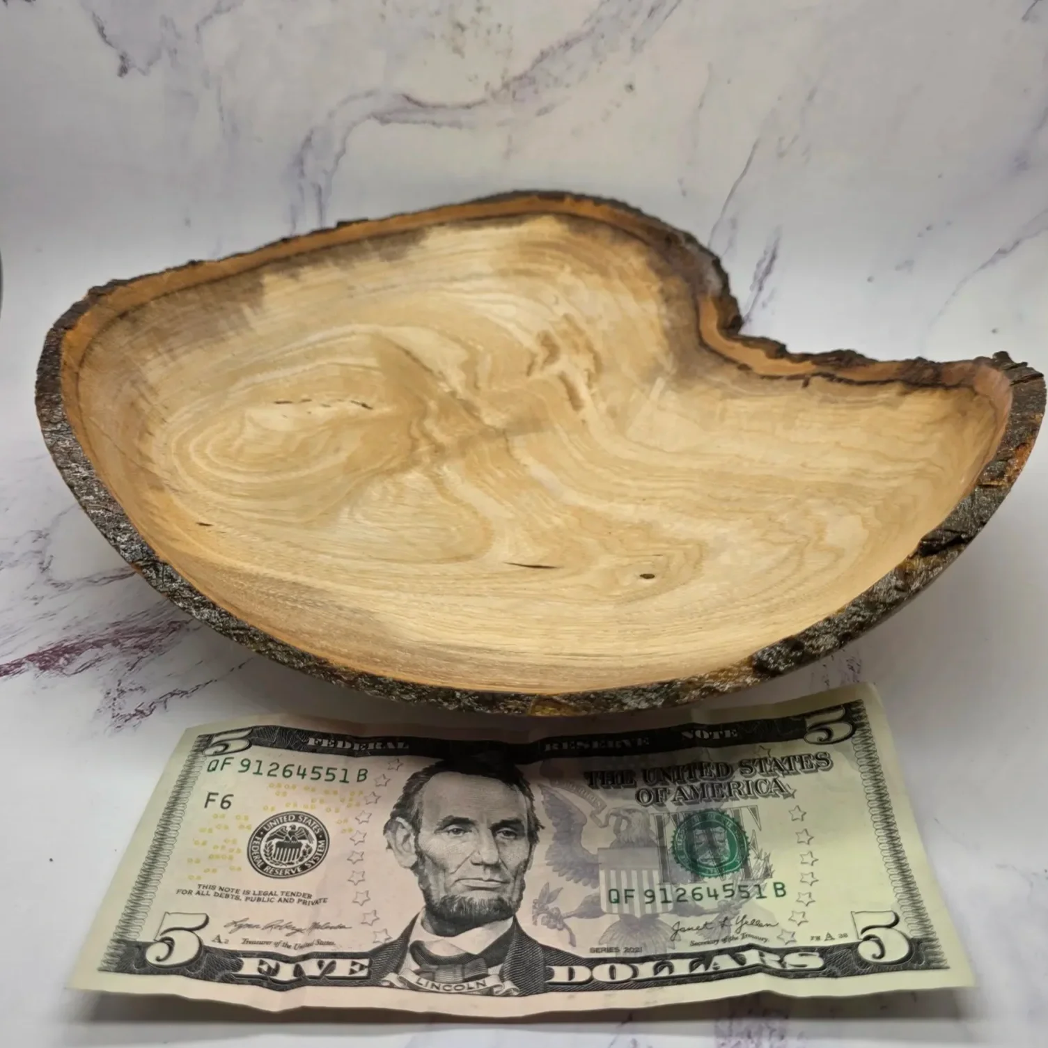 Oblong Live Edge Hackberry Bowl