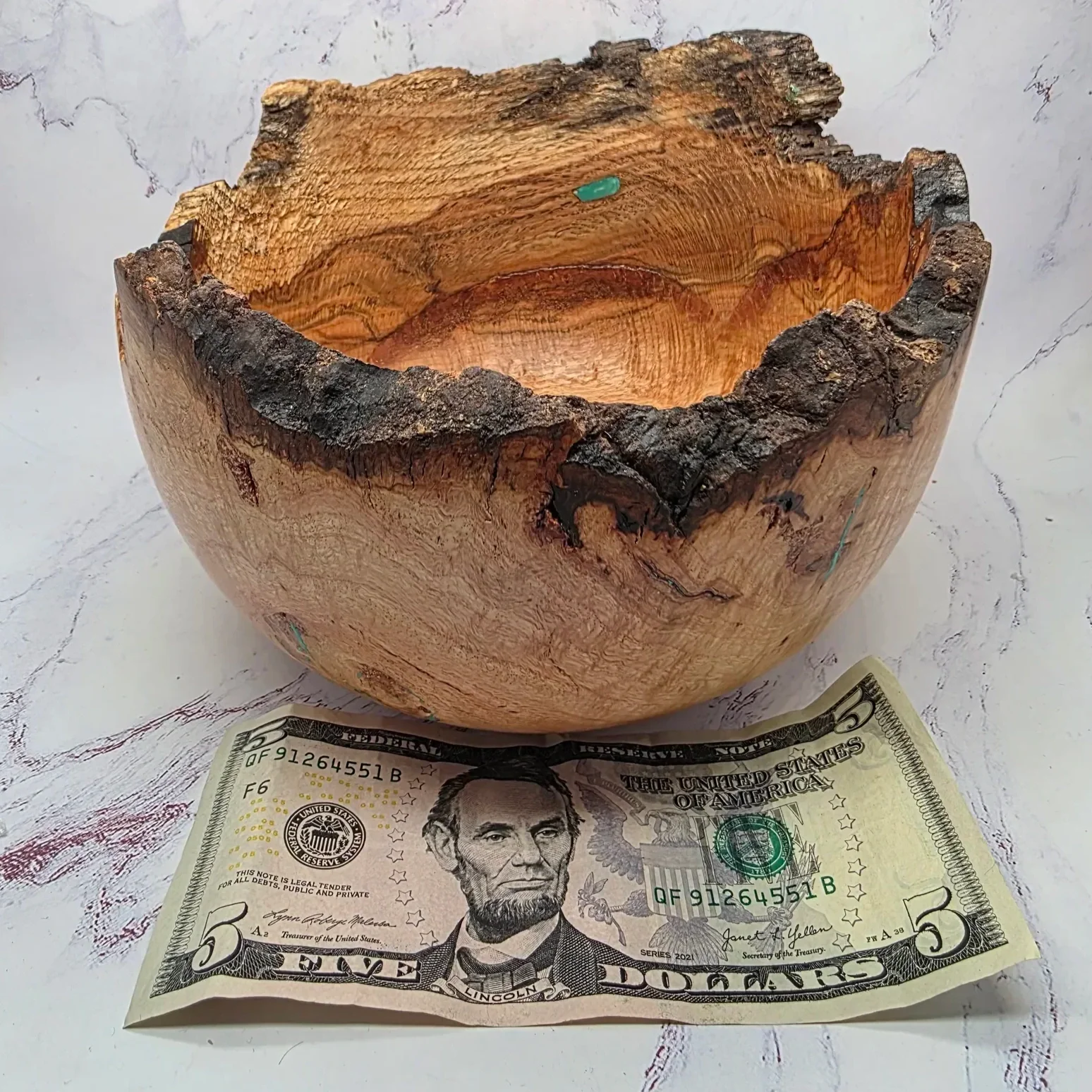 Live Edge Oak Burl Rounded Bowl