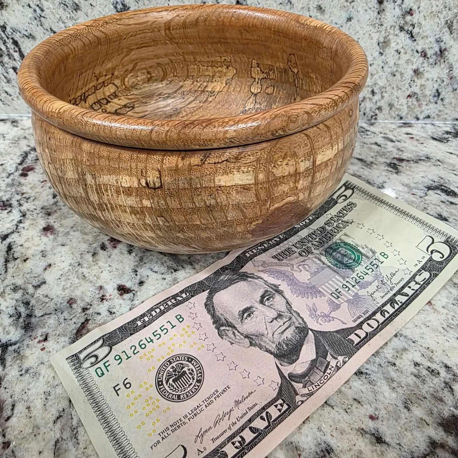 Tip Resistant Oak Calabash Bowl