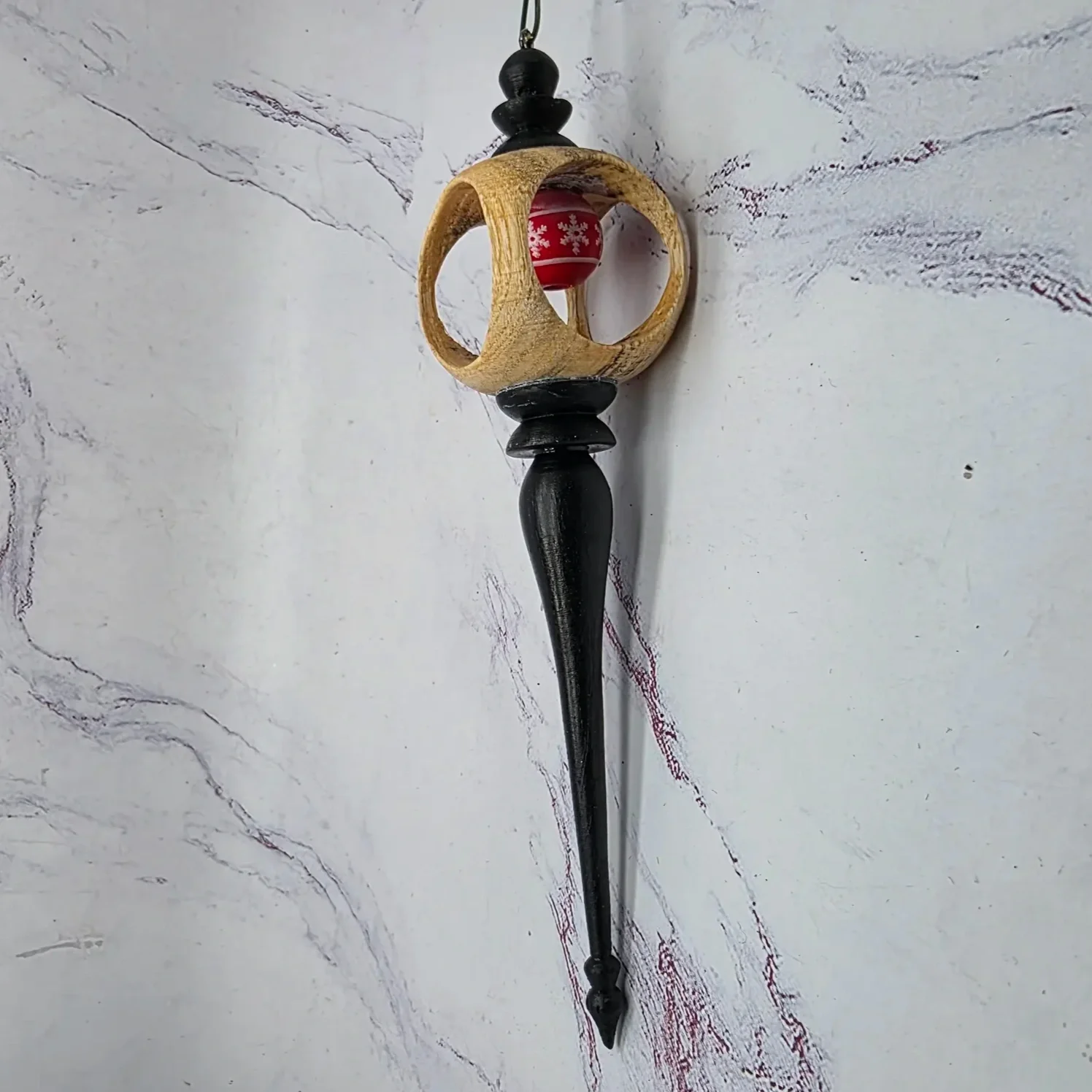 Hackberry Window Ornament with Black Finials