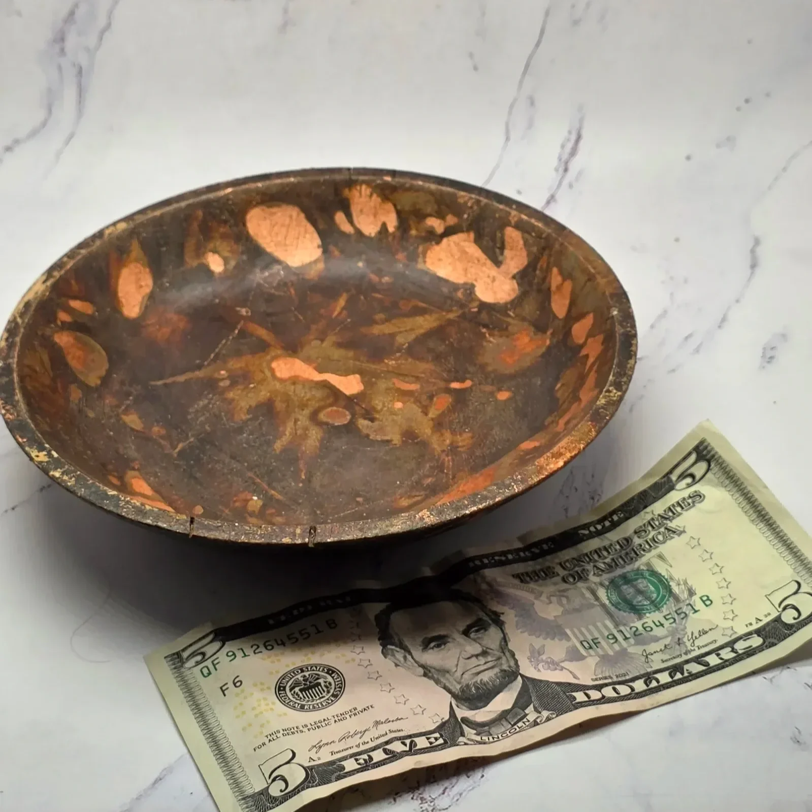 Copper Leaf Poplar Trinket Bowl
