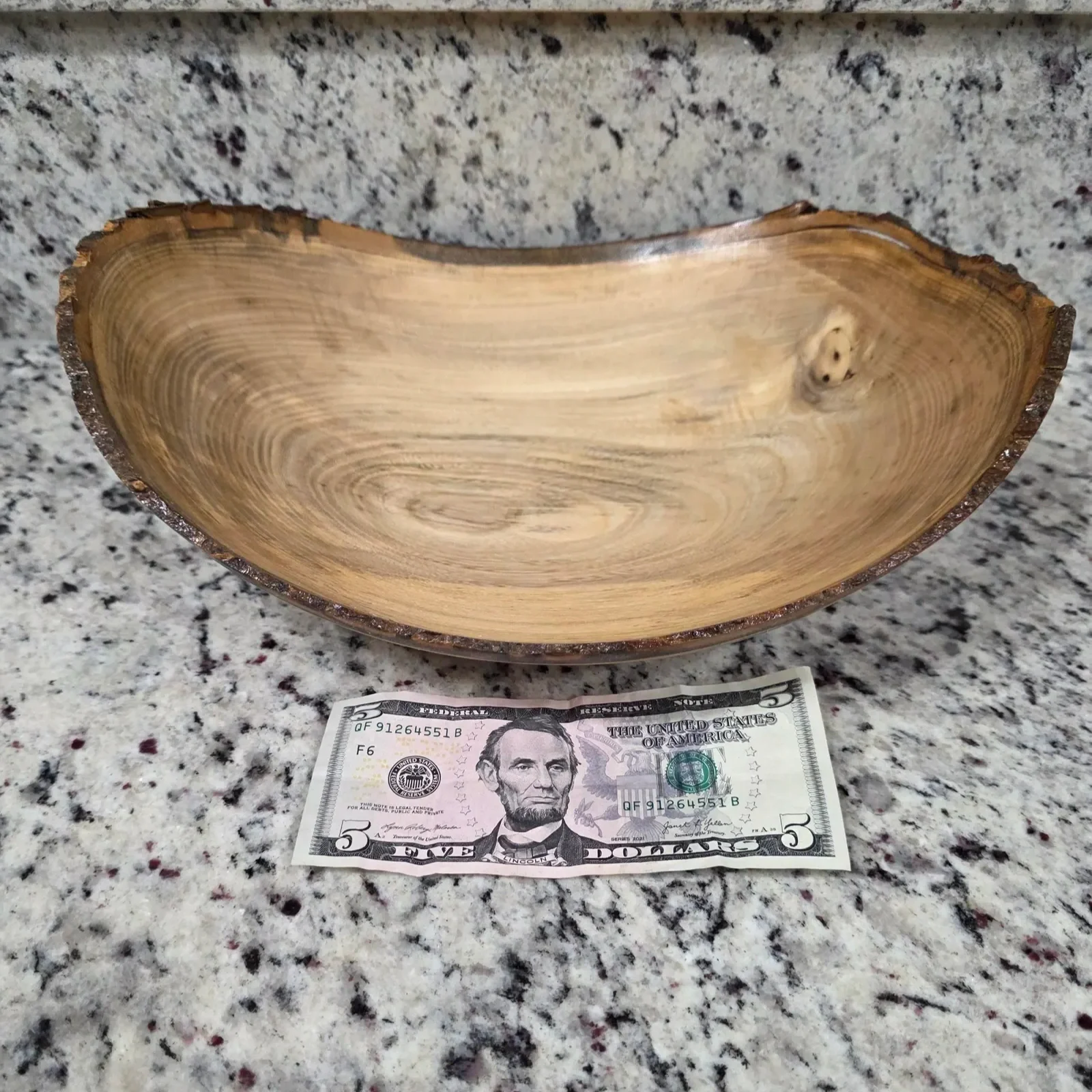 Large Oblong Live Edge Hackberry Bowl