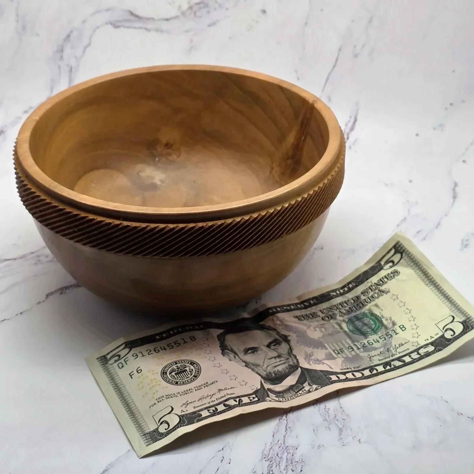 Embellished Rimmed Calabash Bowl