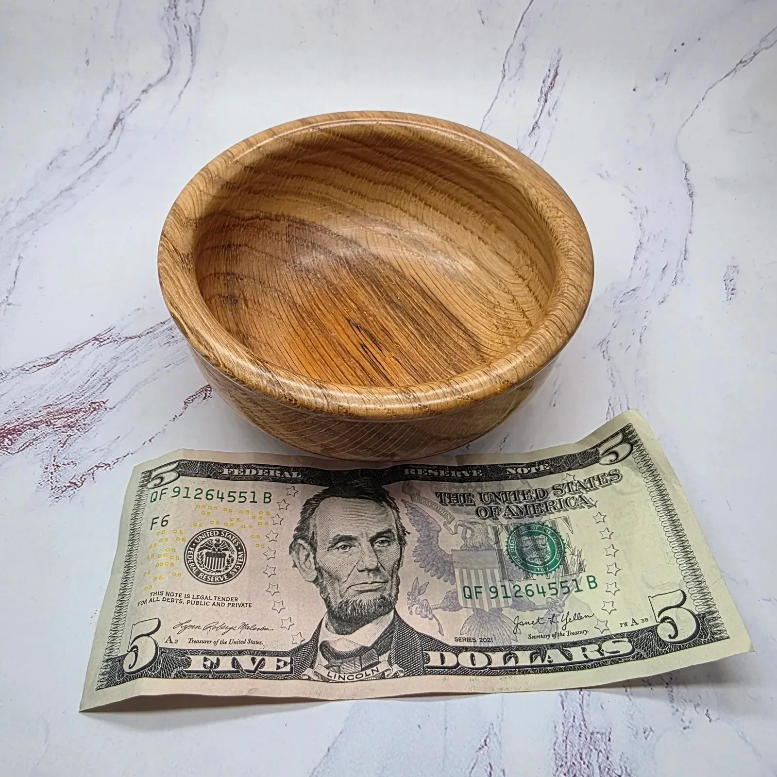Rimmed Oak Calabash bowl