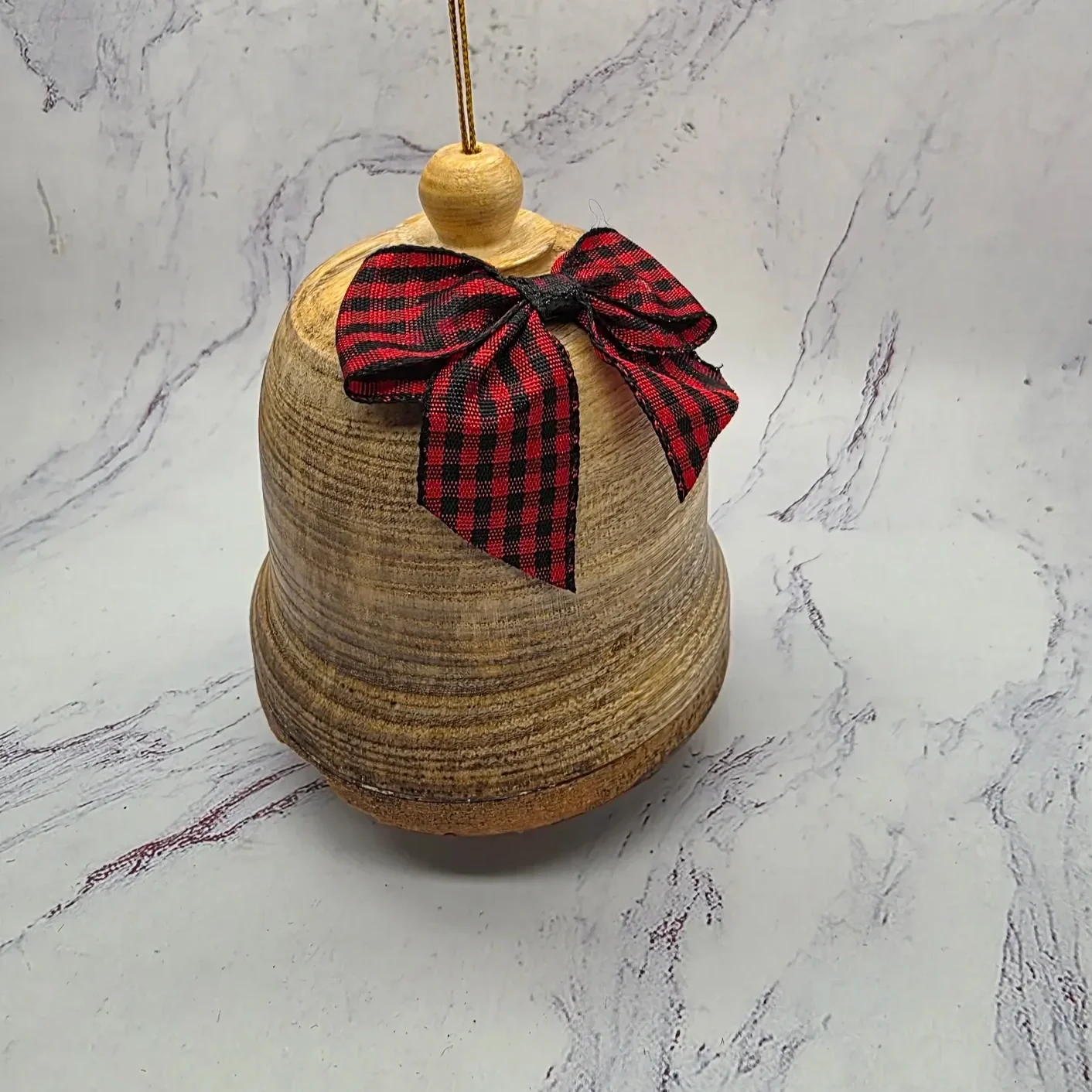 Live-Edge Hackberry Bell Christmas Ornament