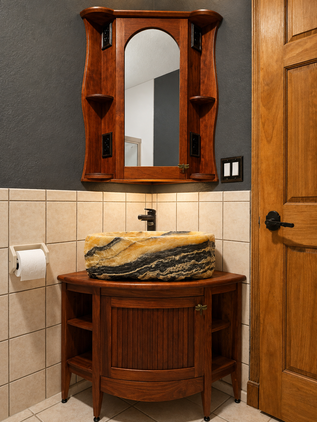 Custom Corner Vanity and Medicine Cabinet