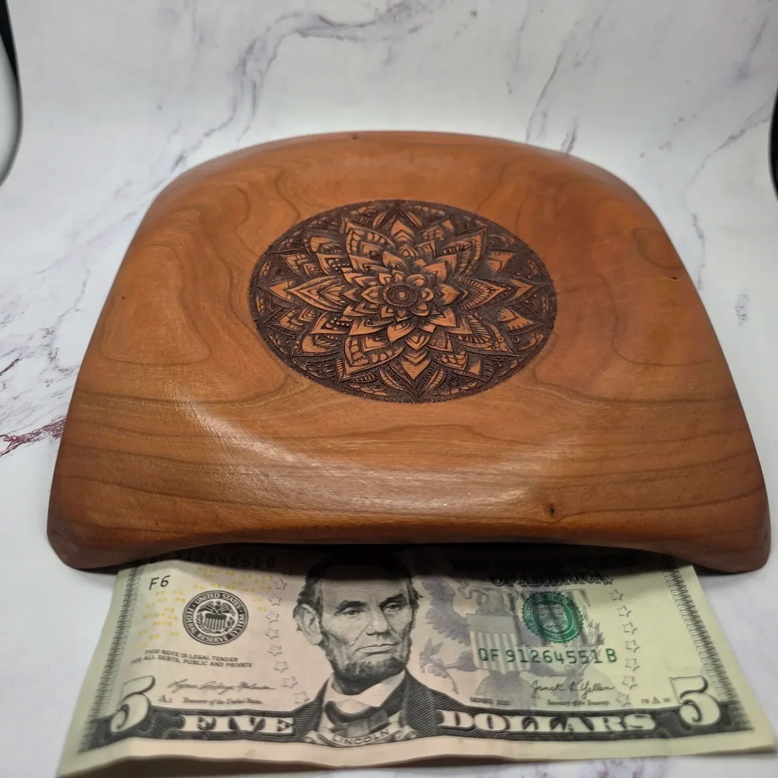 Hand Carved Cherry Plate