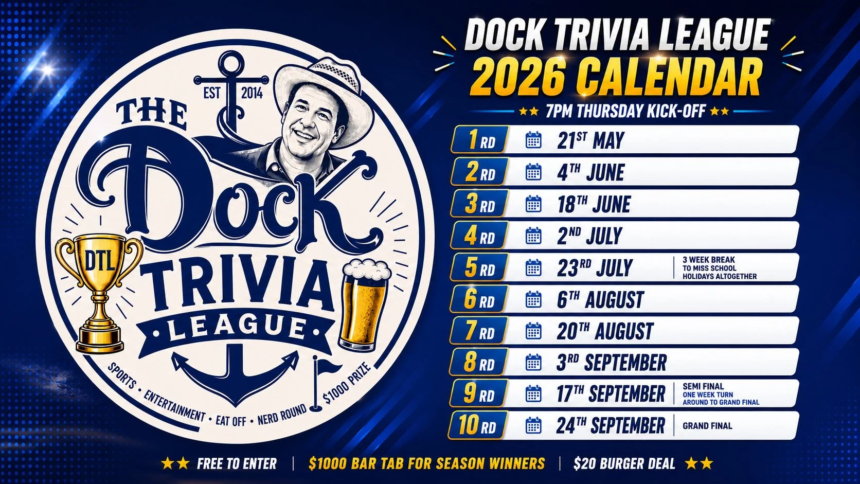 DOCK TRIVIA LEAGUE