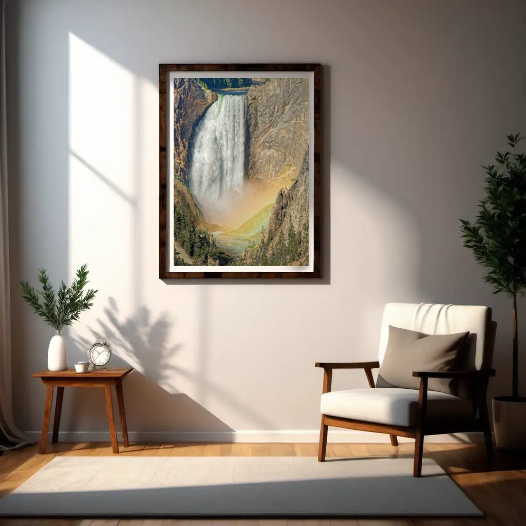 Rainbow at the Lower Falls in room setting.jpg