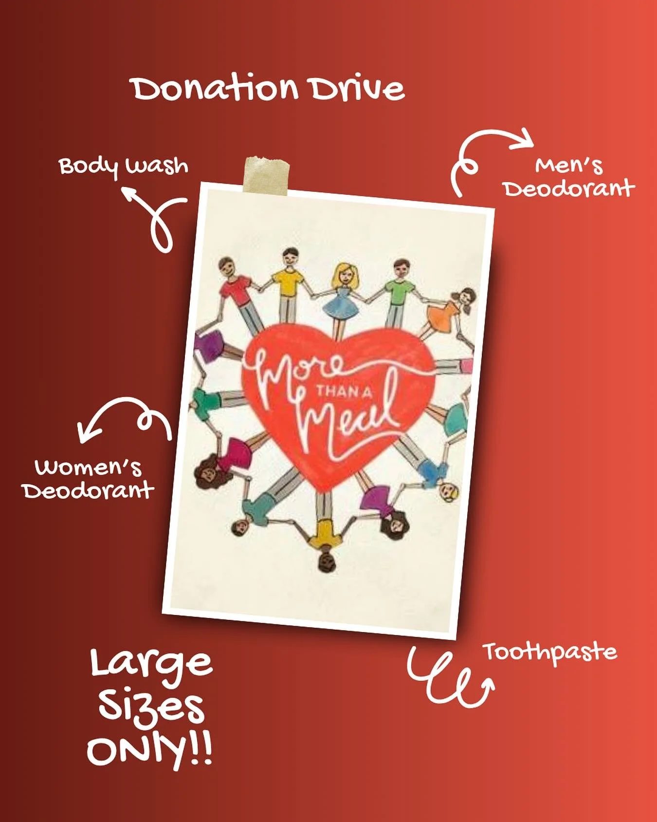 November Donation Drive 📦❤️

This month, we&rsquo;re partnering with More Than A Meal (@oxfordmtam) to support families in our community who are struggling. Large-size hygiene items are especially needed right now:

🧴 Body Wash
🪥 Toothpaste
🧼 Men