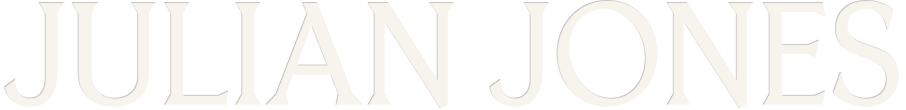 Text displaying the name Julian Jones in uppercase letters on a black background.
