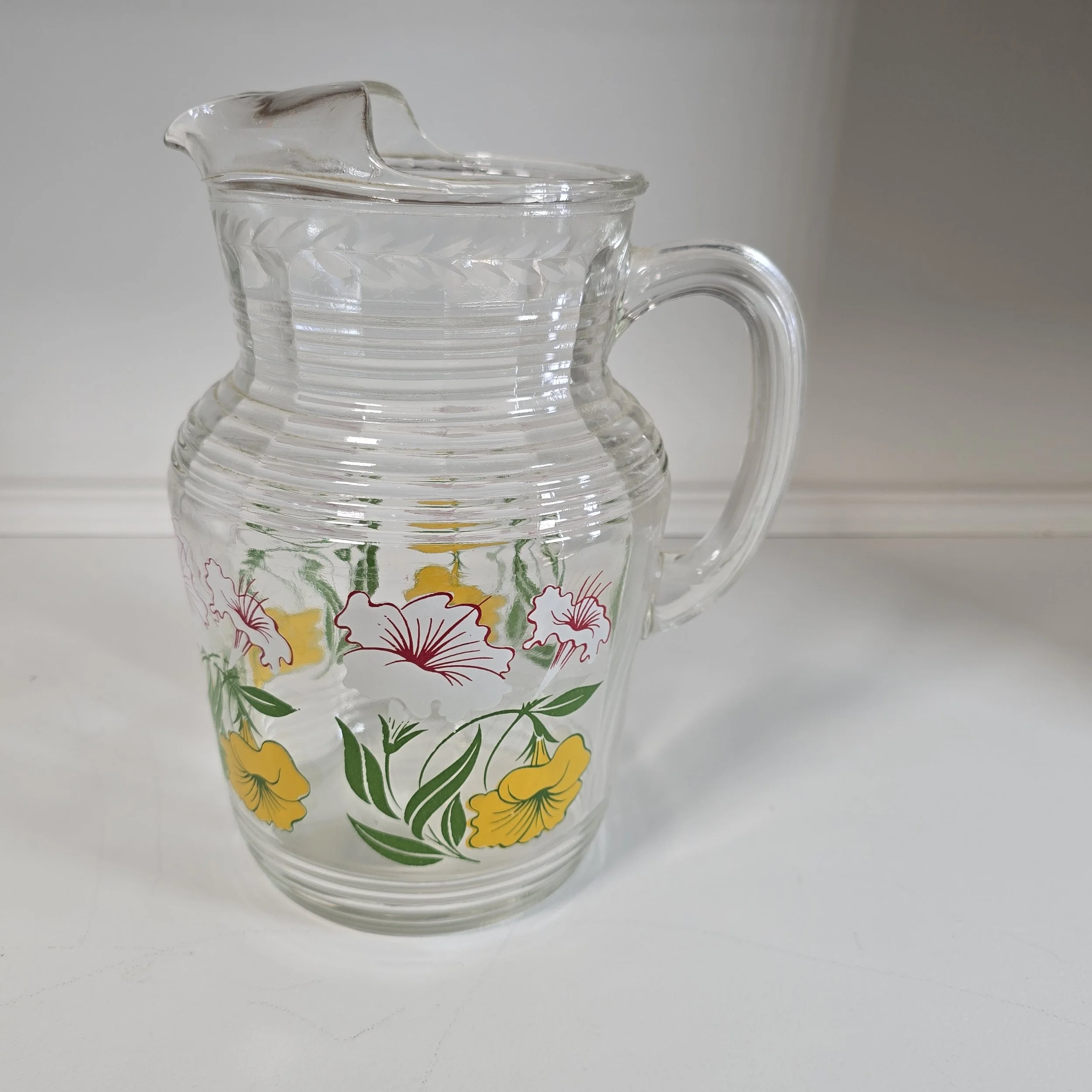 1930's Hazel Atlas glass pitcher.  $35