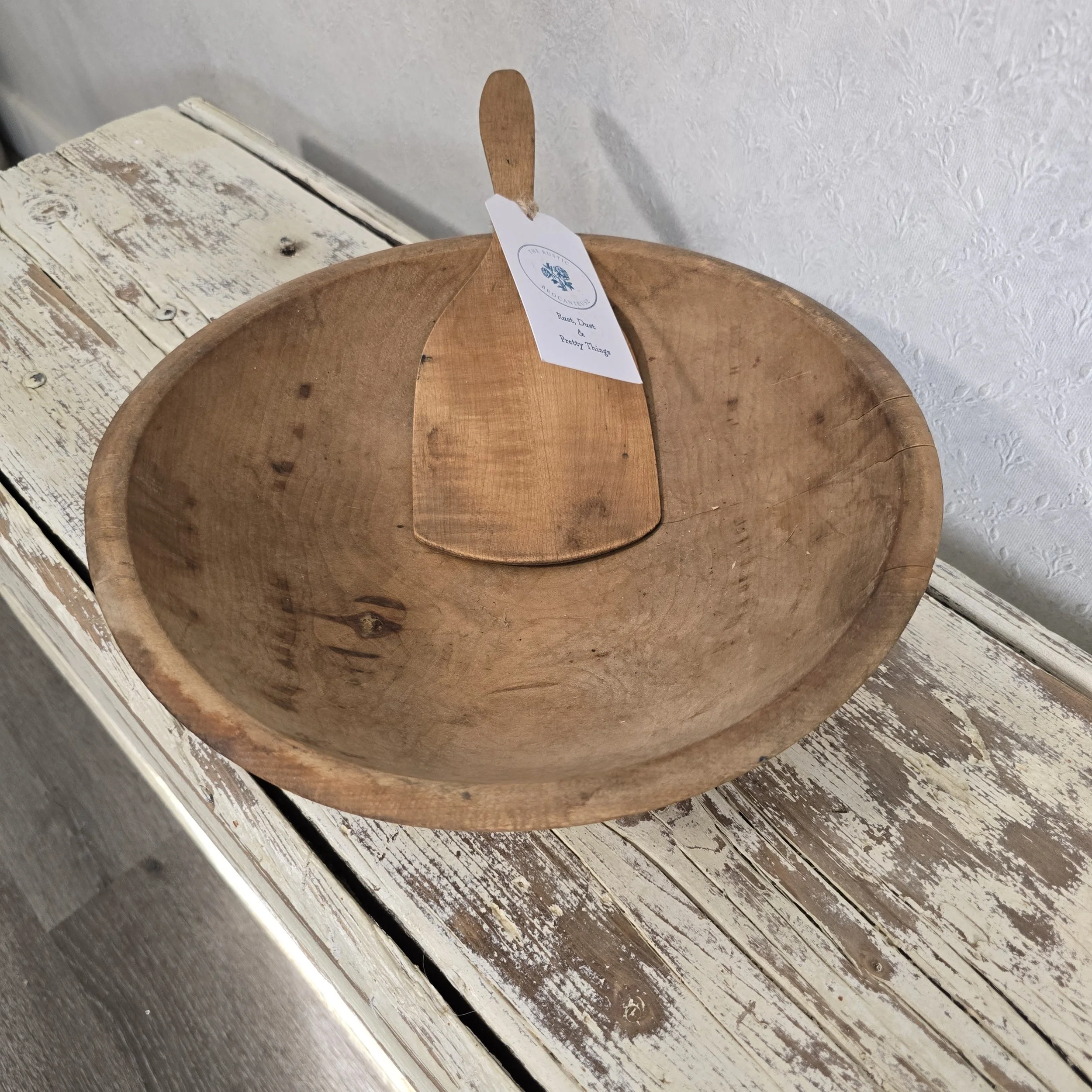 Primitive butter bowl and paddle.  $125