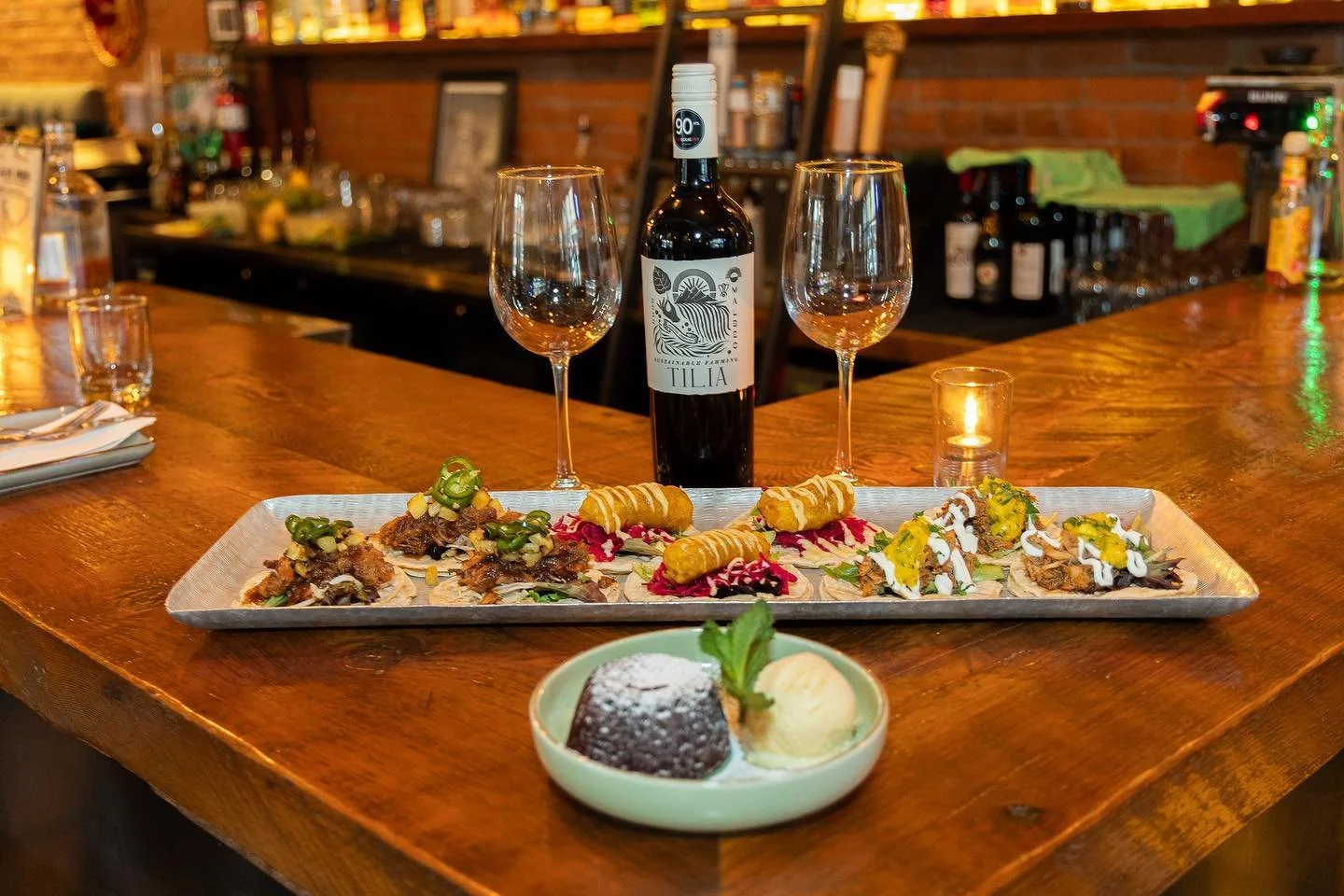 Join us for our Valentine&rsquo;s Day Prix Fixe menu this evening. 

Your dinner will include, chips &amp; guacamole, a taco platter, a bottle of Tilia Malbec and a chocolate lava cake to share for dessert for $100.

We look forward to welcoming you 