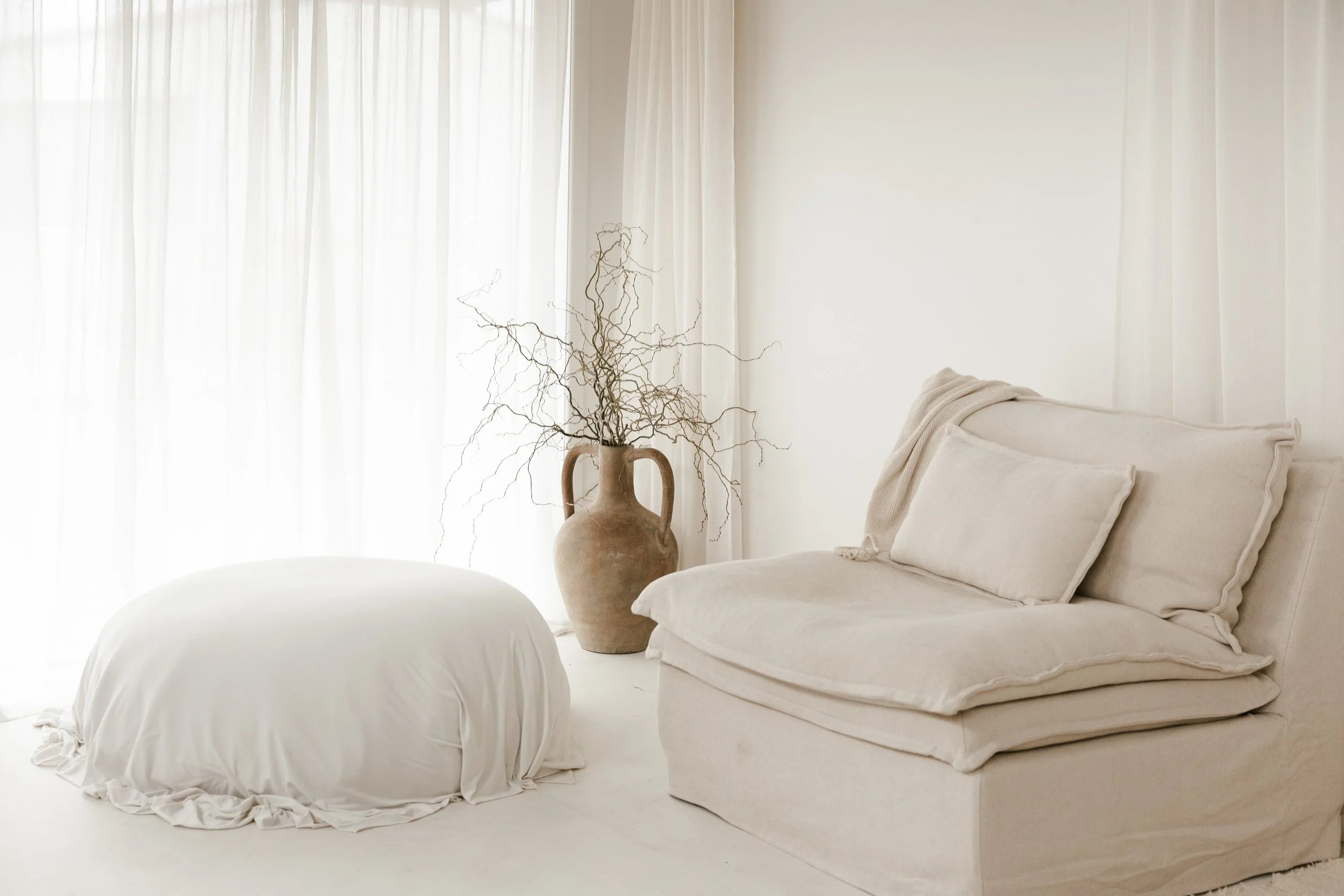 cosy couch in a natural light room