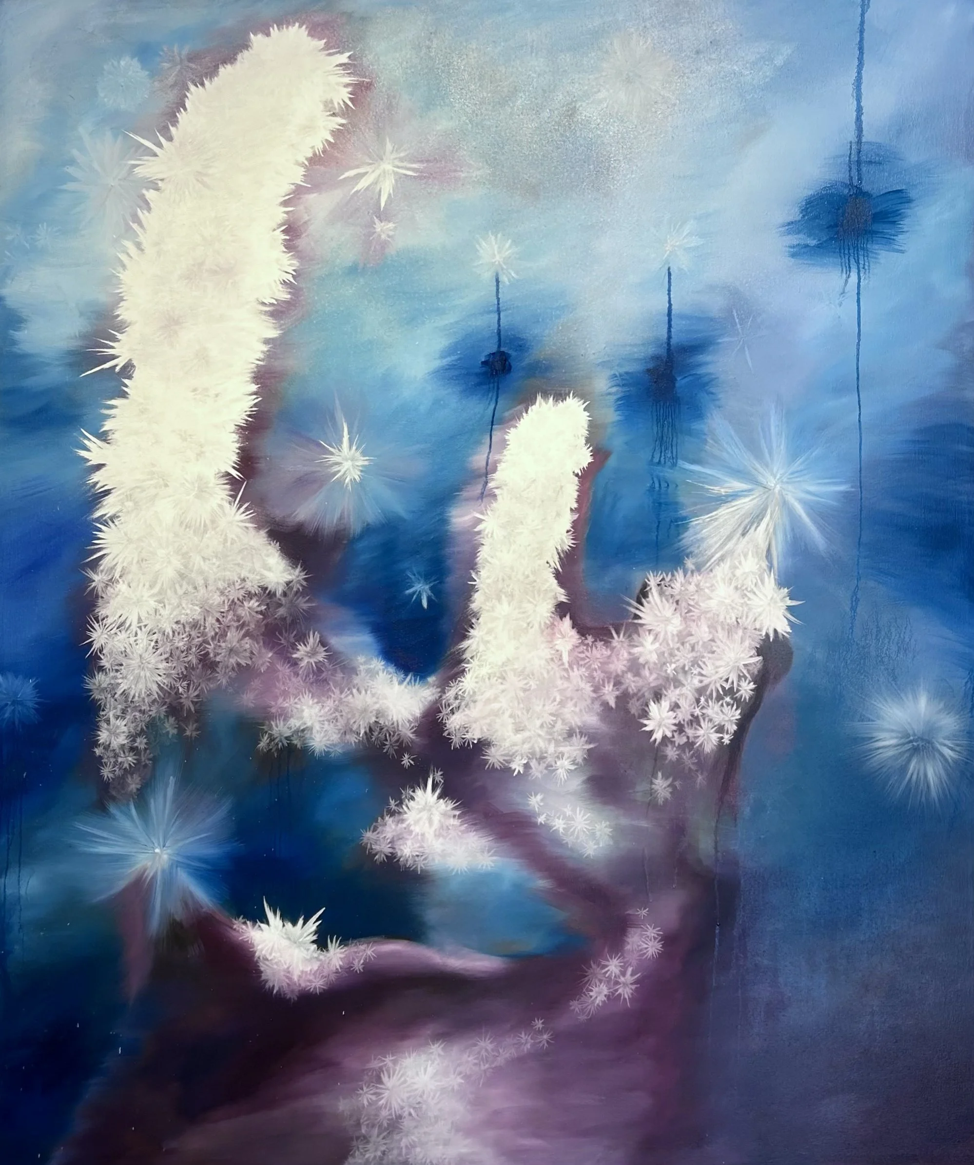 "Per aspera ad astra (Through difficulties to the stars)," oil on canvas, 2026, 65x55 in.