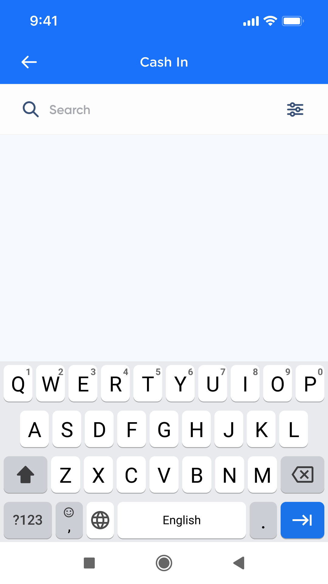 This is what the search function looks like if there are no recent searches.