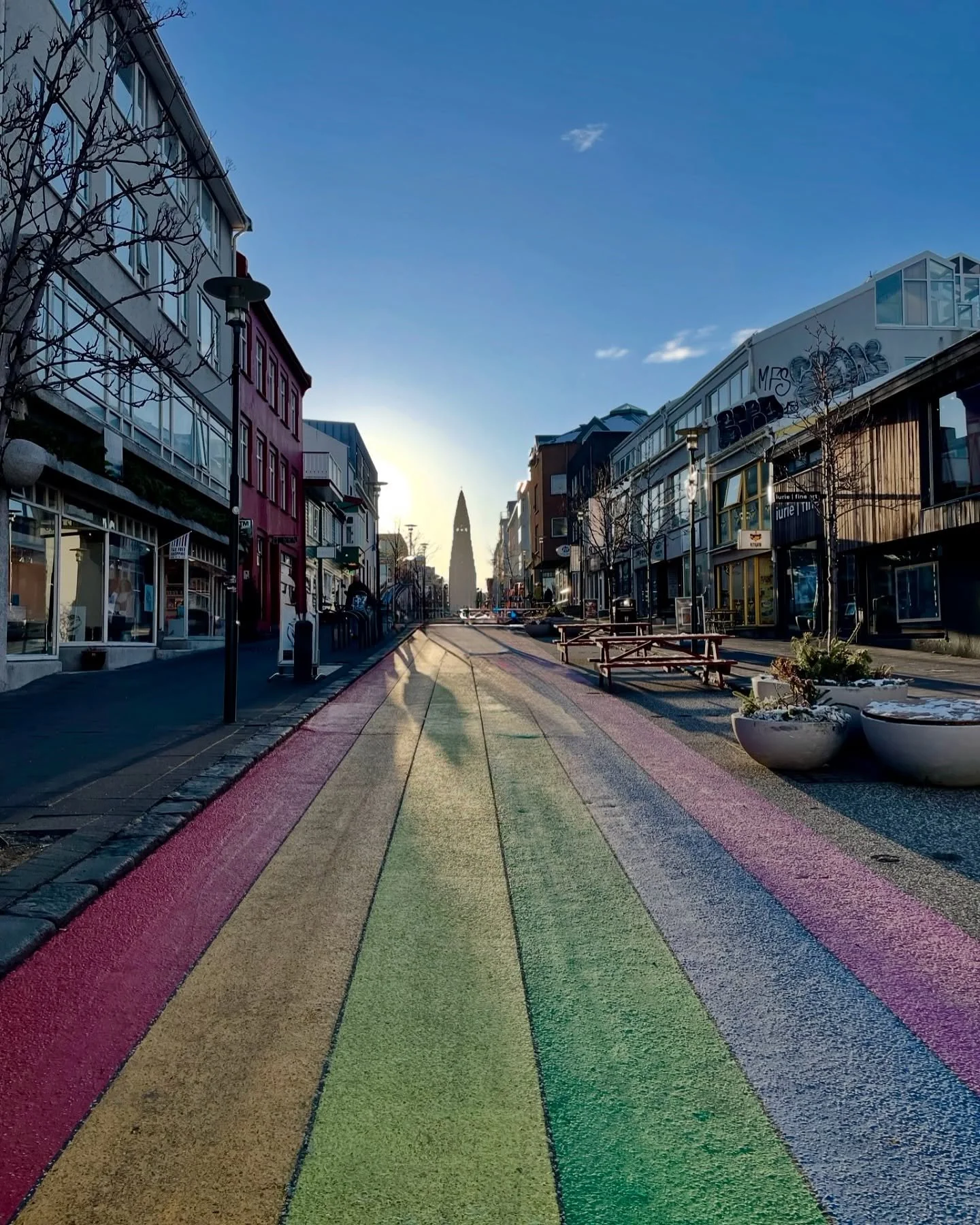 Welcome to Sk&oacute;lav&ouml;r&eth;ust&iacute;gur, one of Reykjav&iacute;k&rsquo;s most iconic streets &mdash; affectionately known as Rainbow Street. Painted in vibrant colors as a symbol of Iceland&rsquo;s celebration of diversity and LGBTQ+ pride