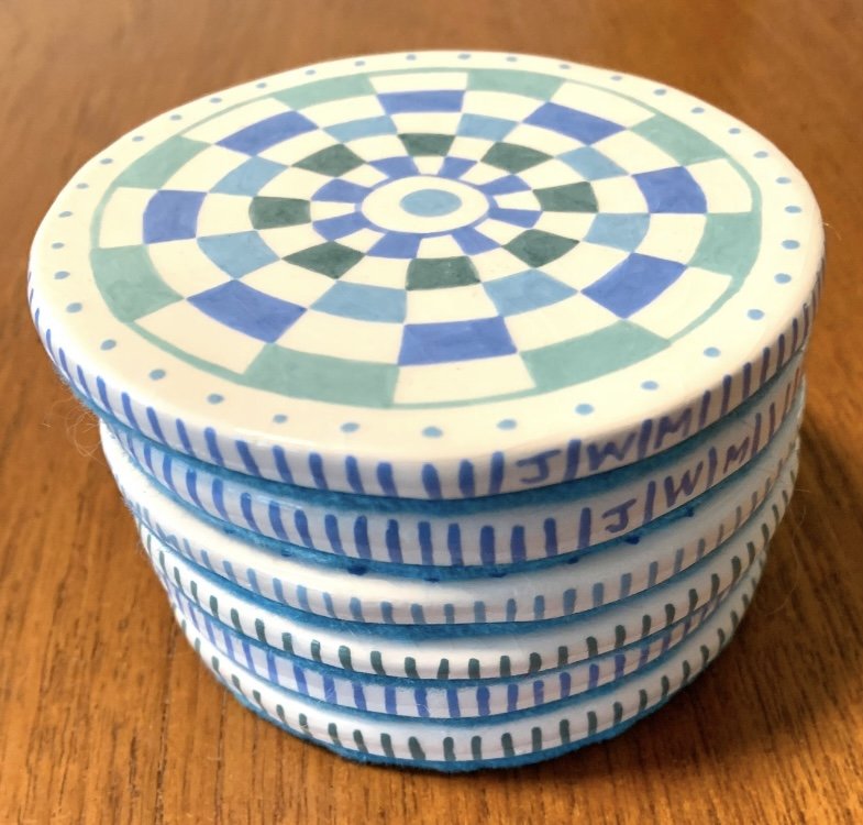 Set Of 6 Handmade Ceramic Coasters