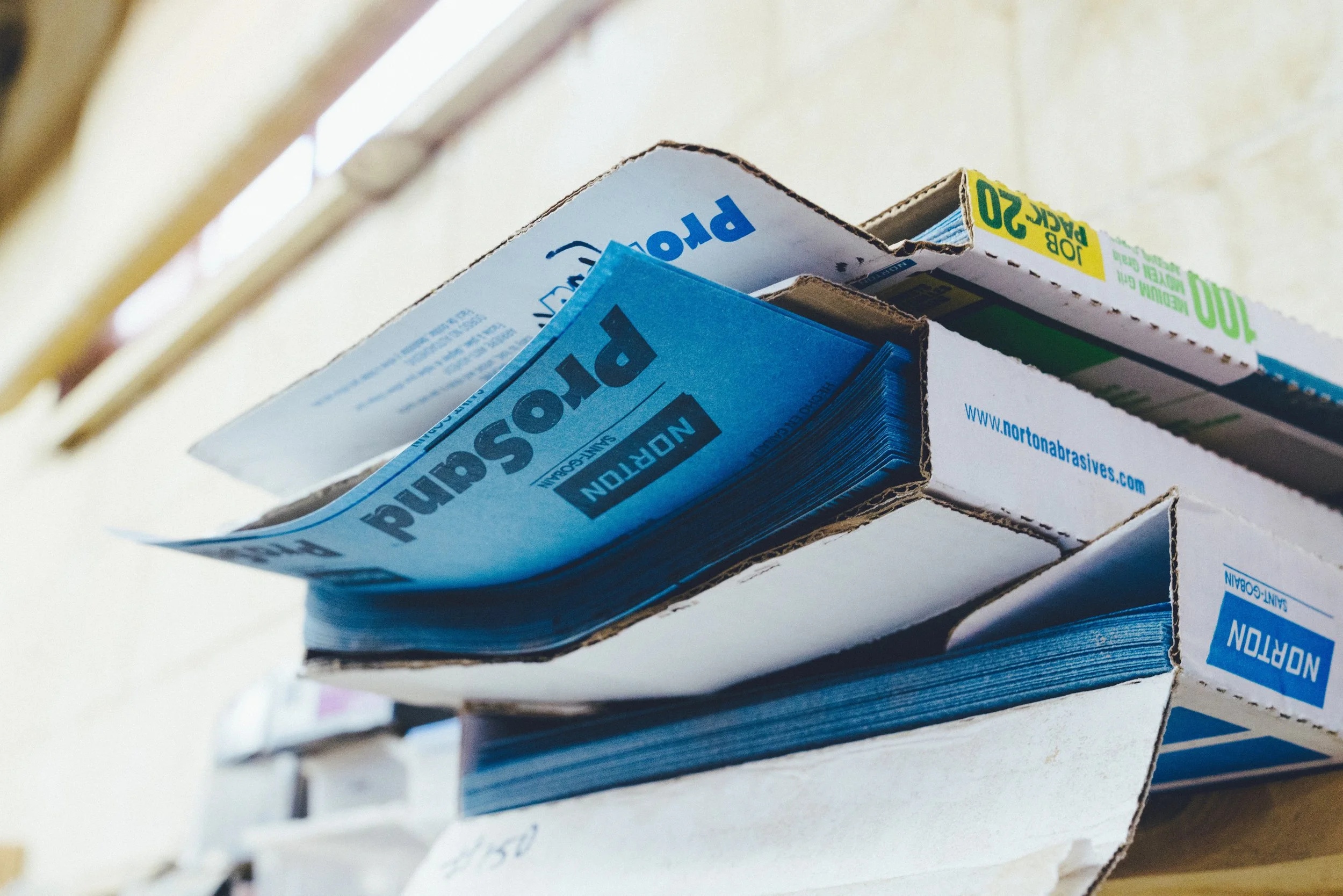 Norton sandpaper, refinishing, sander, tools, shop supplies.